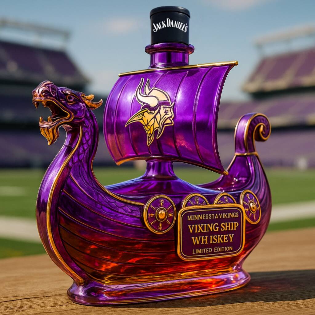 Minnesota Vikings Dragon‑Head Longship Whiskey Bottle