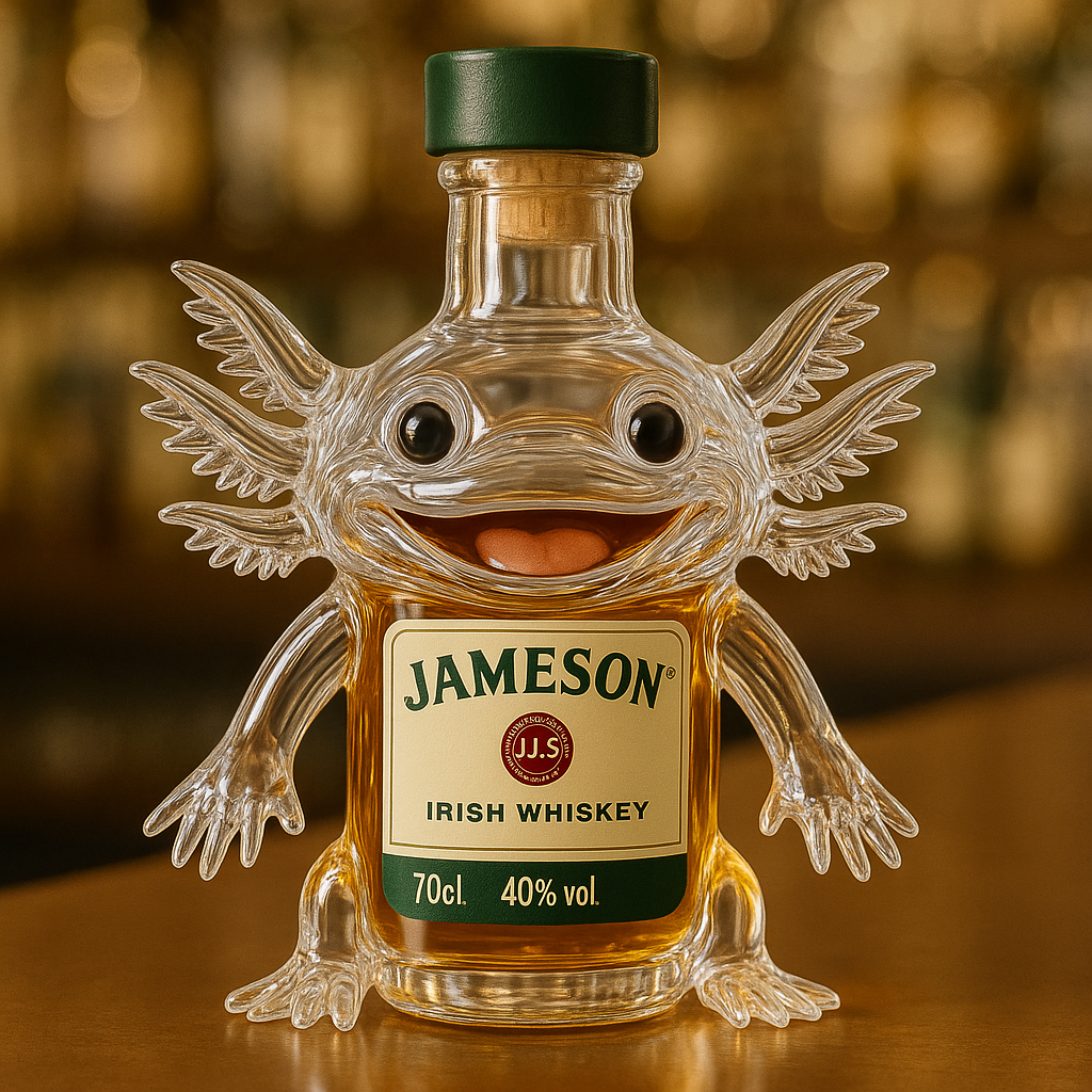Axolotl Whiskey Bottle-Tiny Friend. Big Feelings. Good Whiskey.