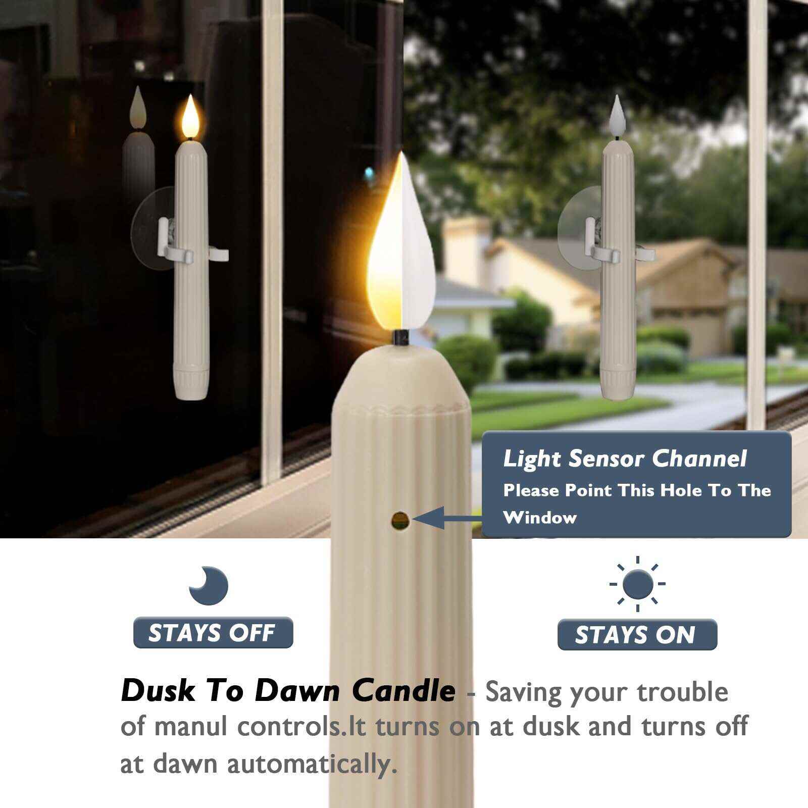 💥ON SALE 🎄6 Pack Flameless LED Window Candles with Dusk to Dawn Sensor & Suction Cups🕯️