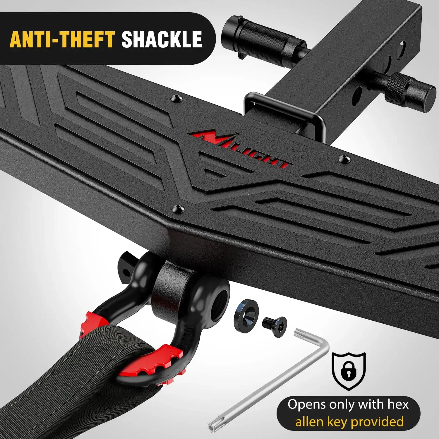 Hitch Step 2 Inch Receiver Universal Trailer Hitch Step Armor with Anti-Theft D-Ring Shackle Hitch Lock Stabilizer Anti-Slip Design Rear Bumper Guard for Pickups Trucks Vans SUVs ATVs Vehicle Accessories, Truck Accessories, Universal Automotive Ac