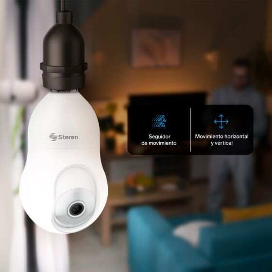 3 MP Wi-Fi* robotic security camera with motion tracking for light socket