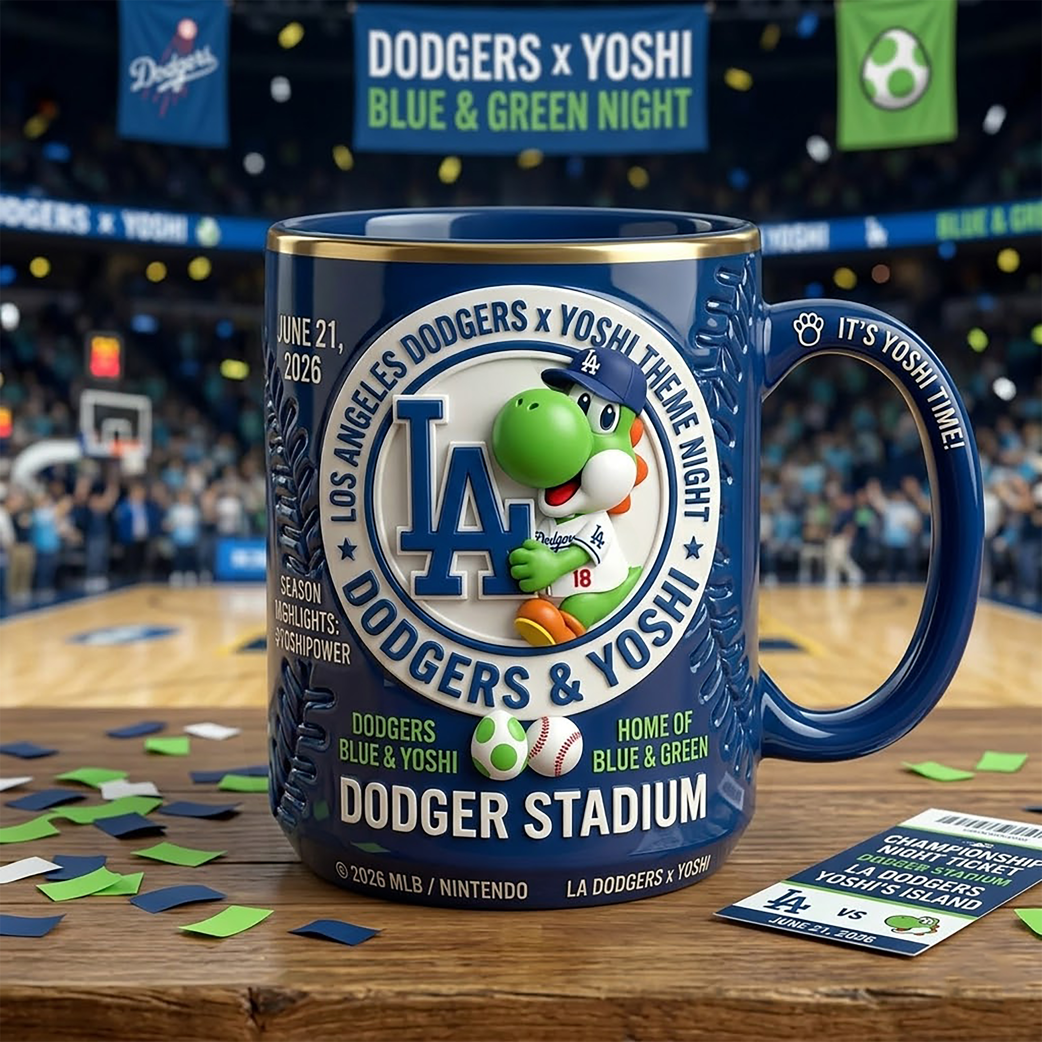 🍄 Dodgers x Yoshi: Blue & Green Night Collector's Mug ⚾️