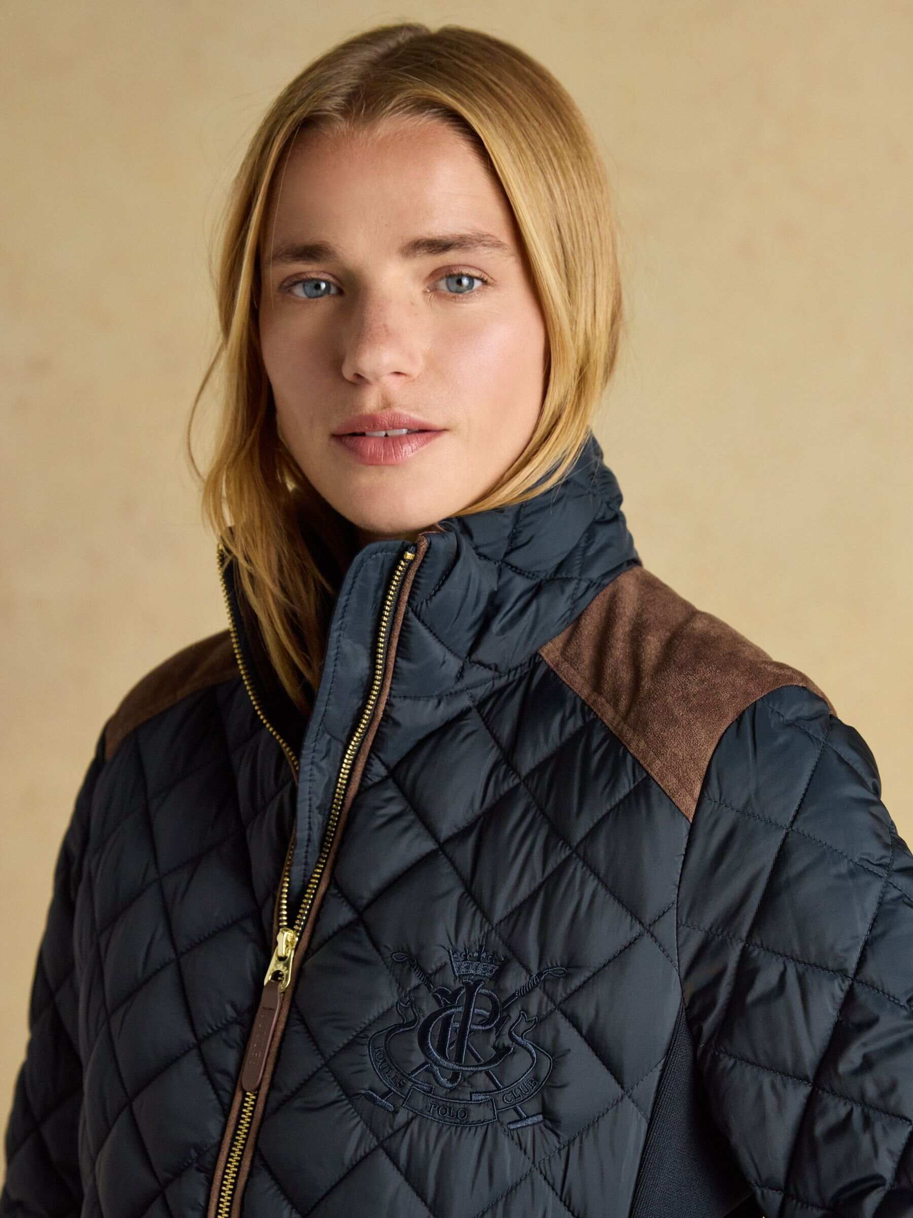 Braemar Luxe Navy Blue Showerproof Diamond Quilted Coat
