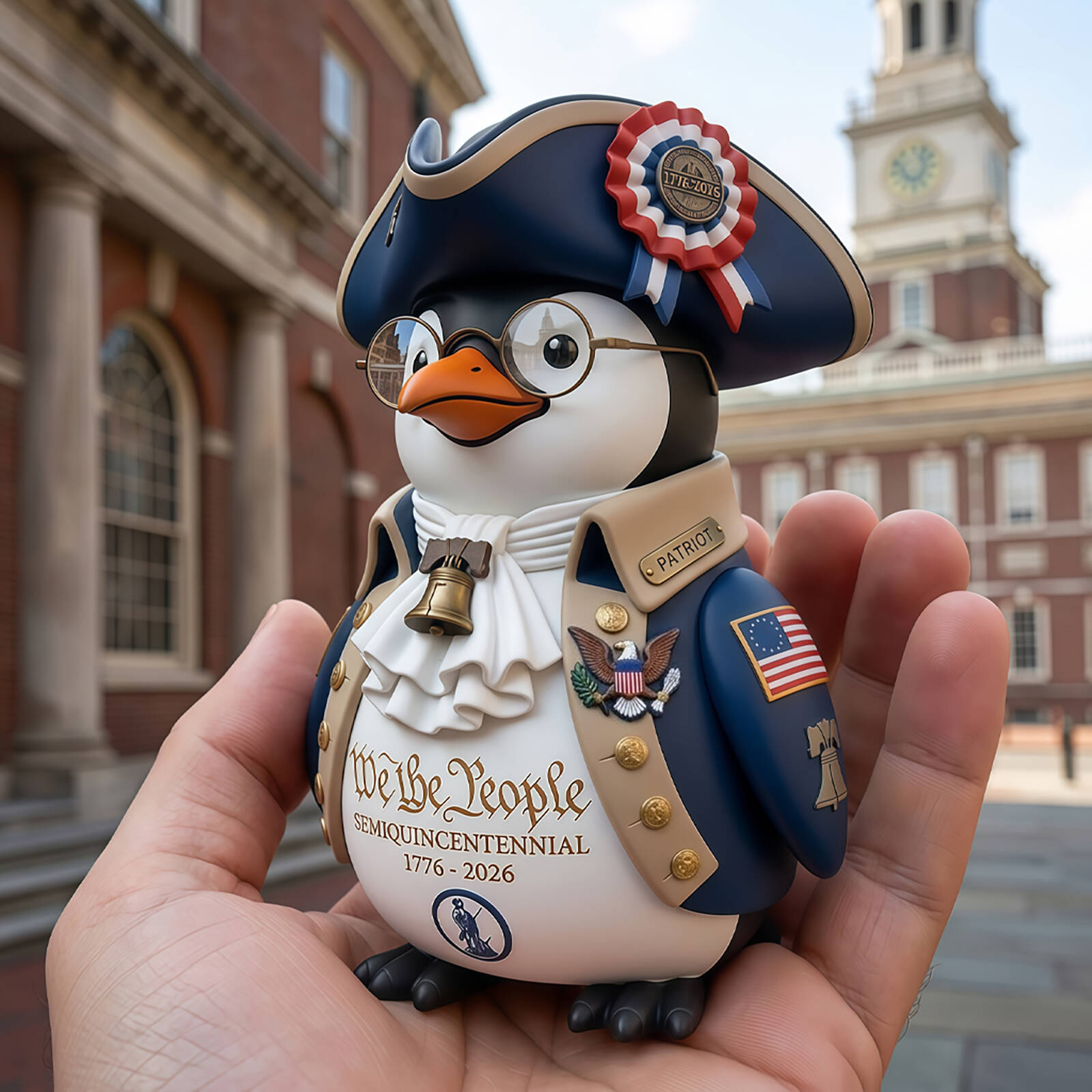 🎓 Patriotic Penguin 1776-2026 – America's Cutest Founding Father!
