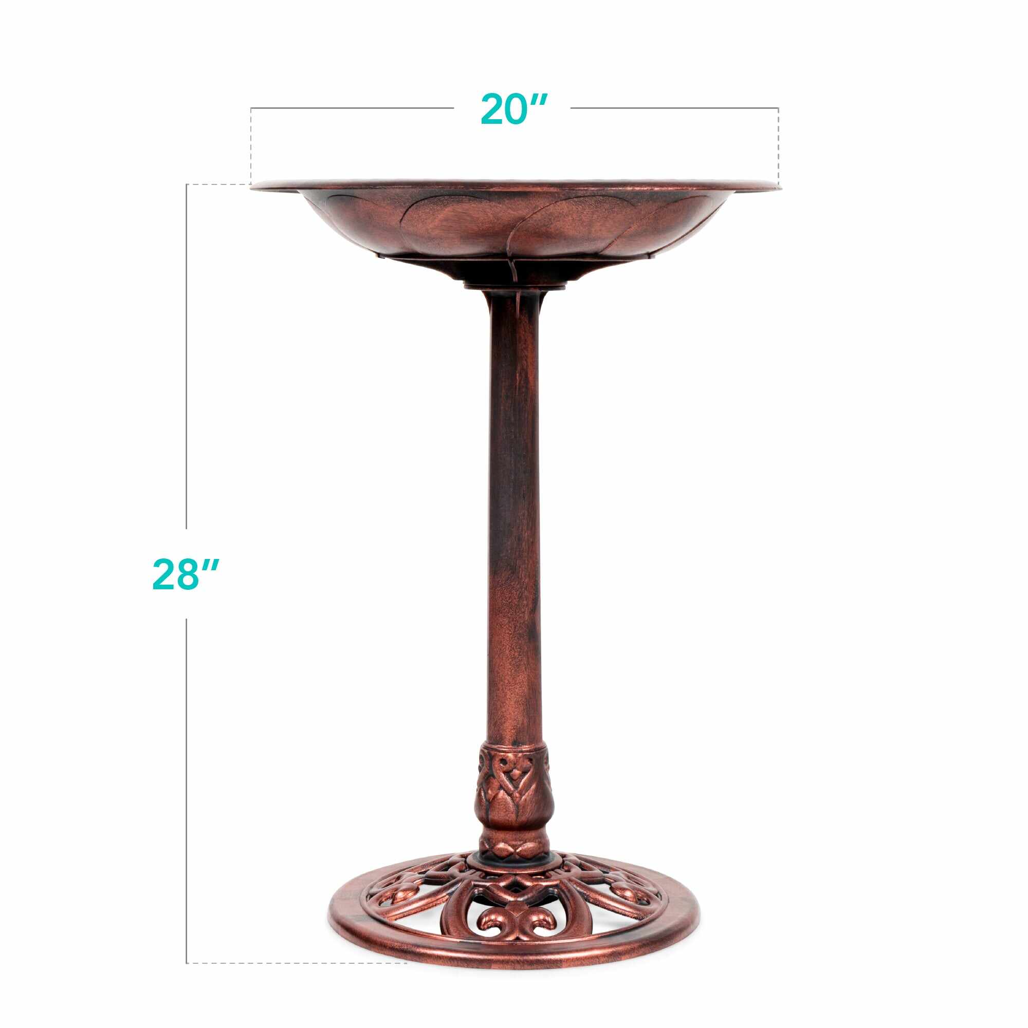 Vintage Outdoor Garden Bird Bath w/ Fleur-de-Lis Accents