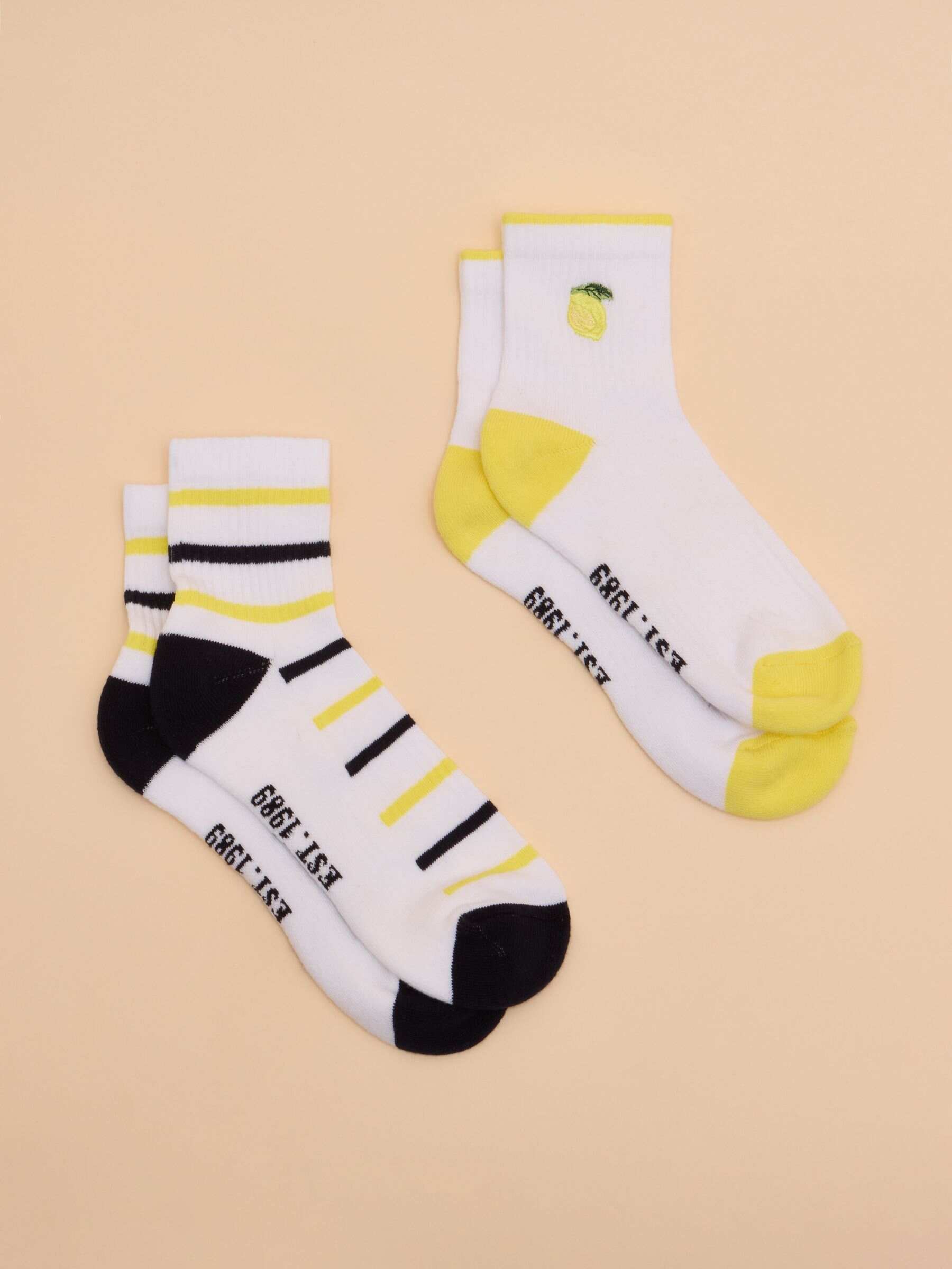Women's Volley Cream & Red Strawberry Print Pack of Two Tennis Socks