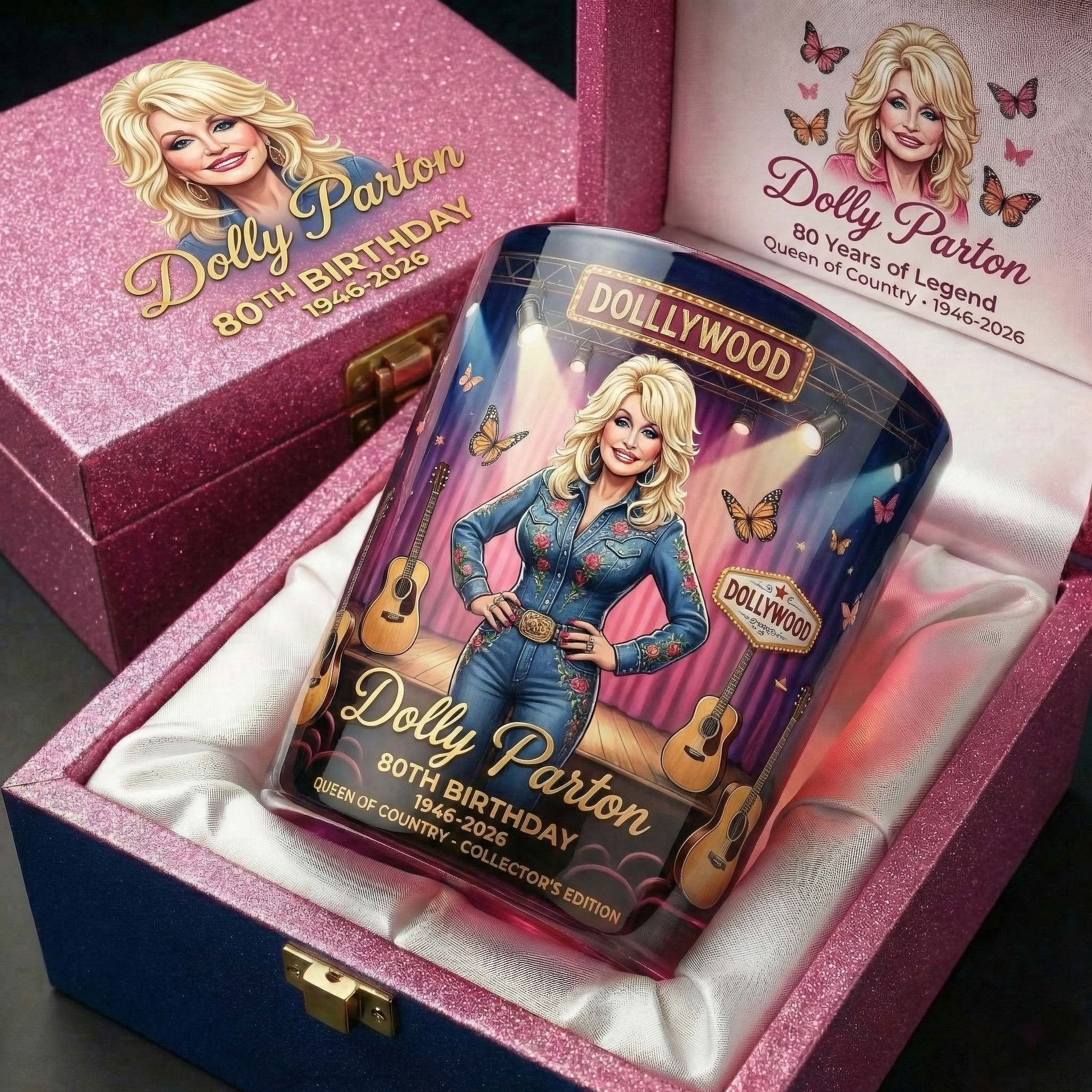 Dolly Parton 80th Birthday Commemorative Whiskey Glass