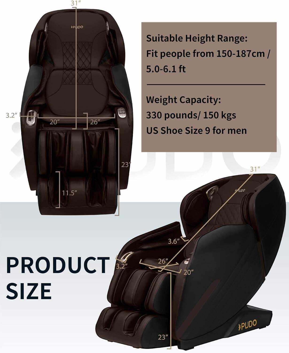 PUDO 2023 4D Massage Chair Full Body | Zero Gravity Shiatsu Massage Chairs Recliner with AI Voice with Heated SL Track Bluetooth Speaker Airbag Yoga Stretch, Foot Roller Auto Legrest (Beige)