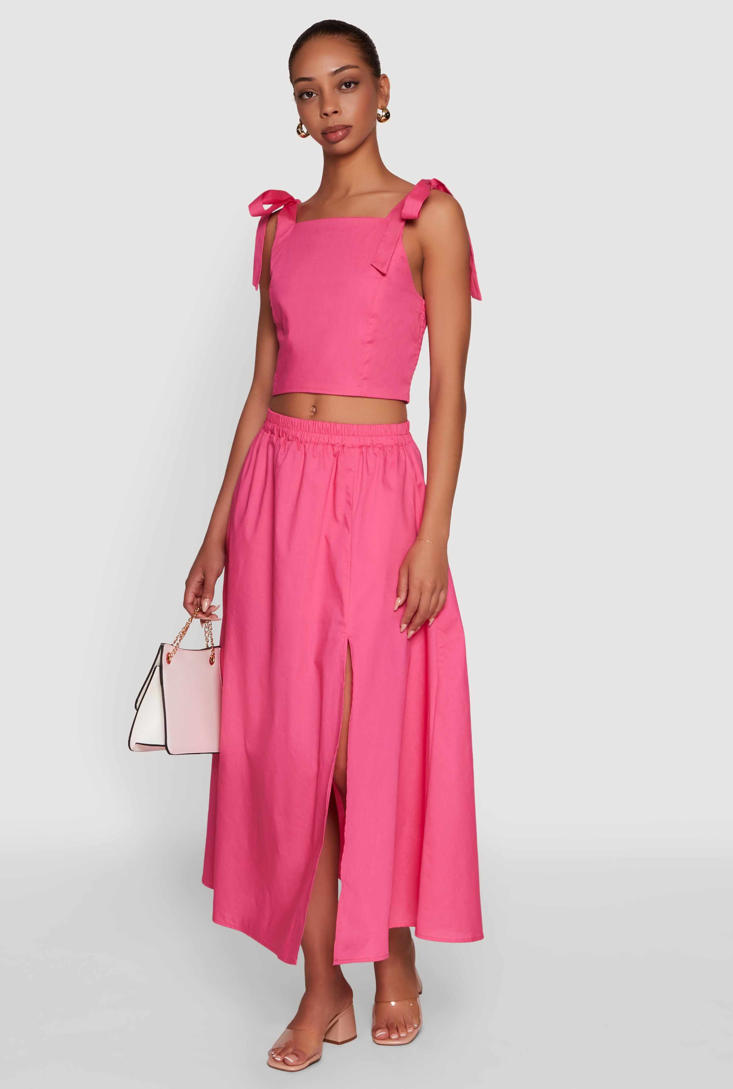 Chic Bow Detail Smocked Crop Top