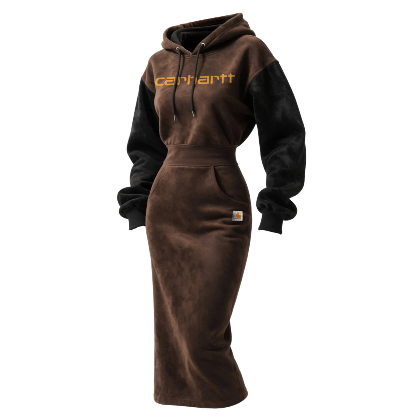 Women's Vintage Western Suede Hooded Long High Waist Hooded Dress