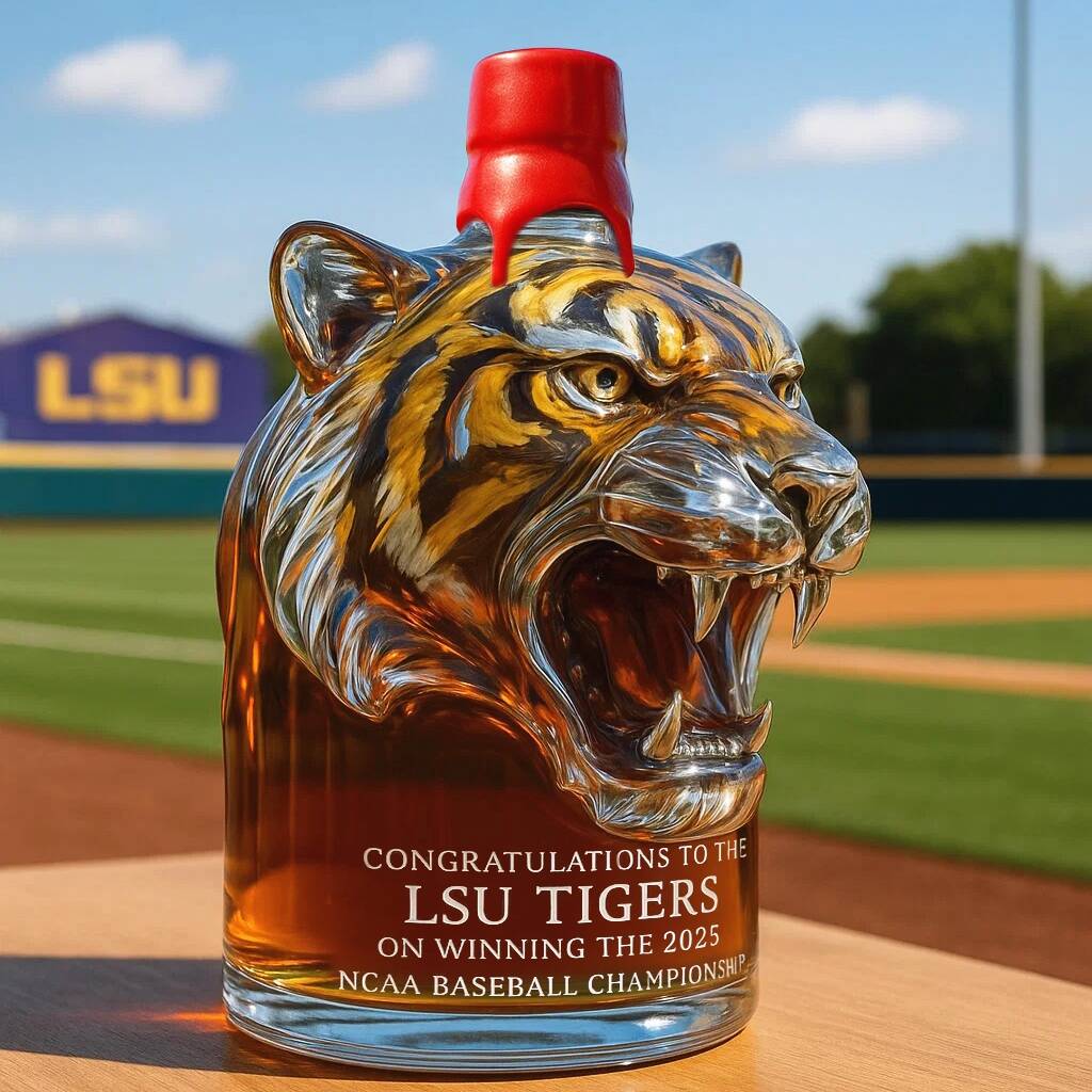Whiskey bottle Commemorating LSU Tiger's 2025 NCAA Baseball Championship