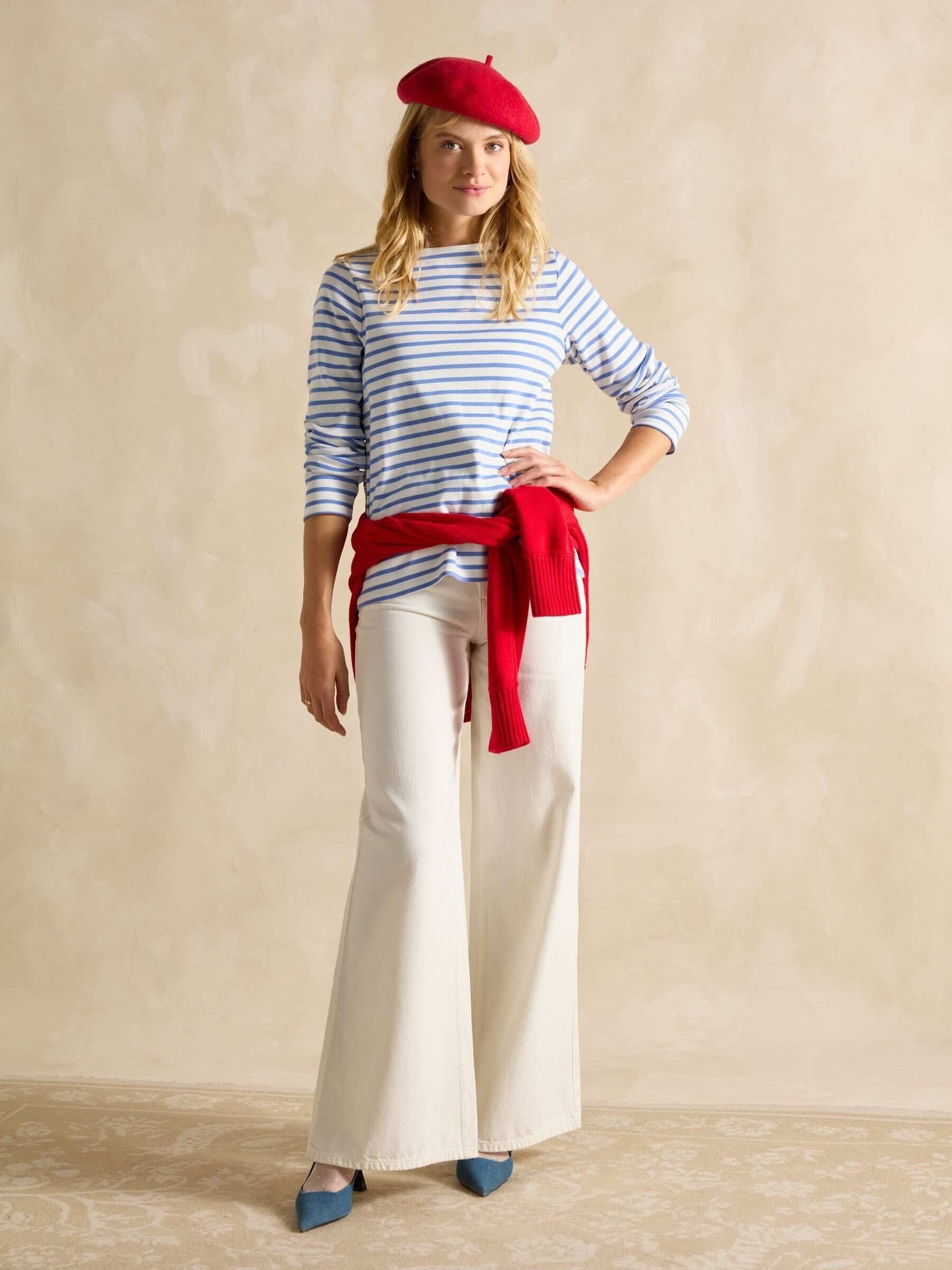 Harbour Ditsy Blue & White Boat Neck Printed Top