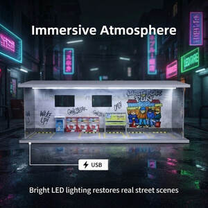 1:64 Scale Urban Graffiti Parking Diorama Display Case – Street Style Scene for Diecast Cars