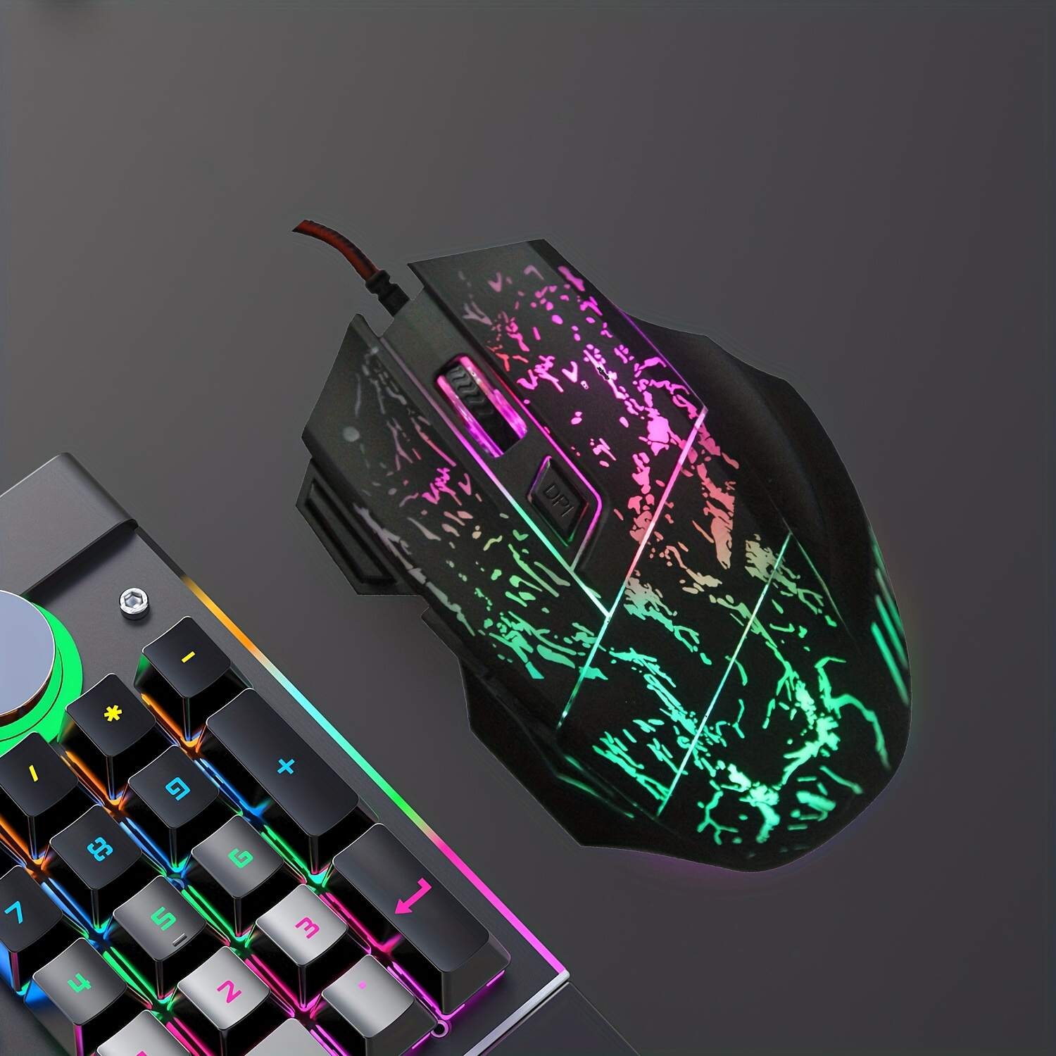 HXSJ Exploding Cracked Rainbow Light Gaming Mouse, A Gaming Mouse With Seven Buttons, Capable Of Reaching Up To 3200dpi.