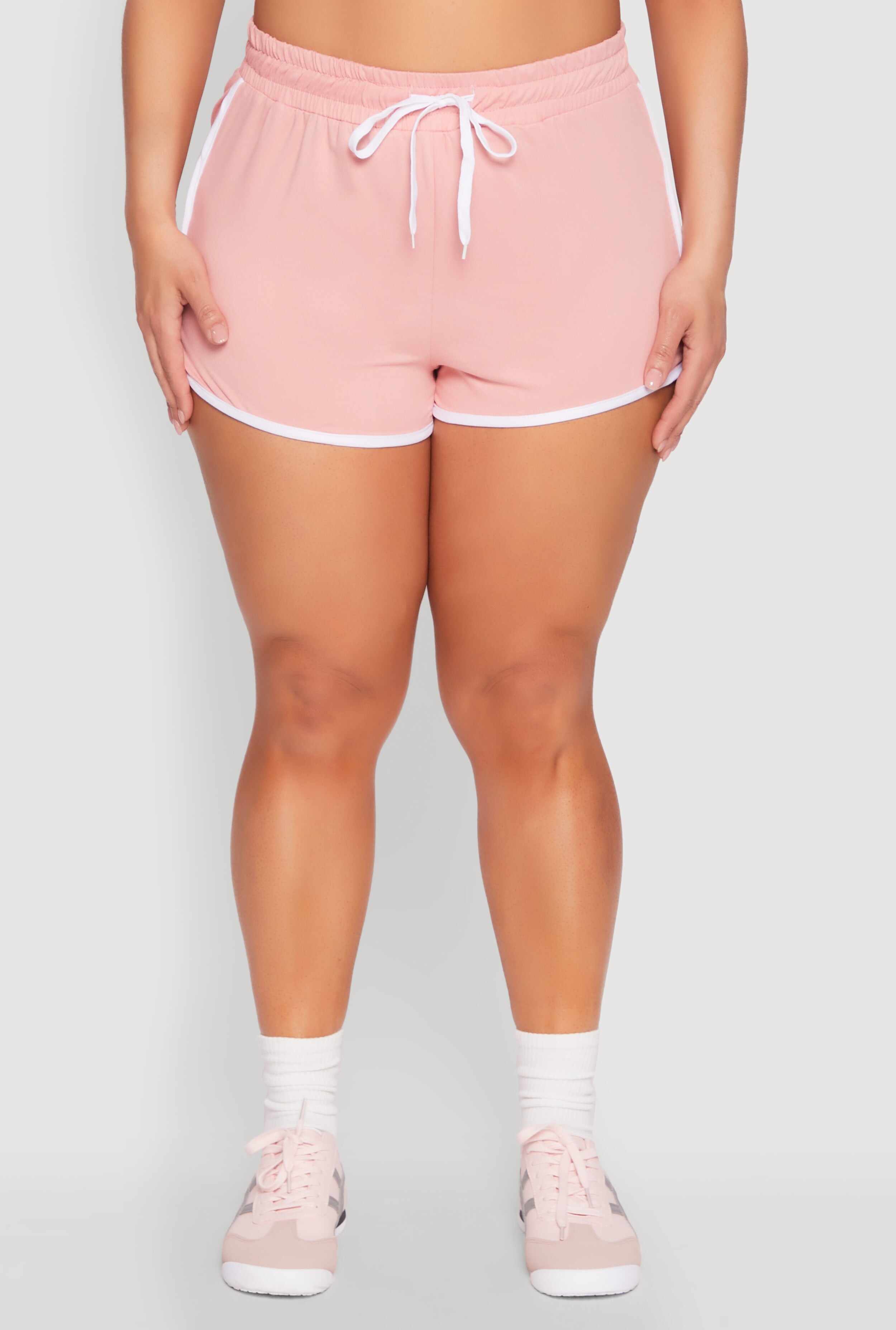 Plus Size Contrast Trim Dolphin Shorts