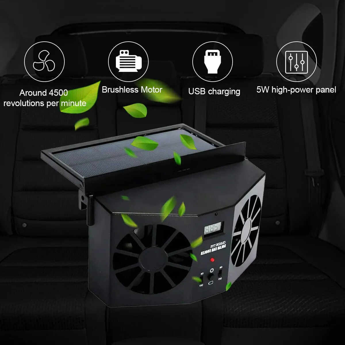 【Father's Day gift】Dual Outlet Solar Car Vent Fan Auto Air Circulation Cooling Exhaust Fan For Vehicle,Exhaust Fan