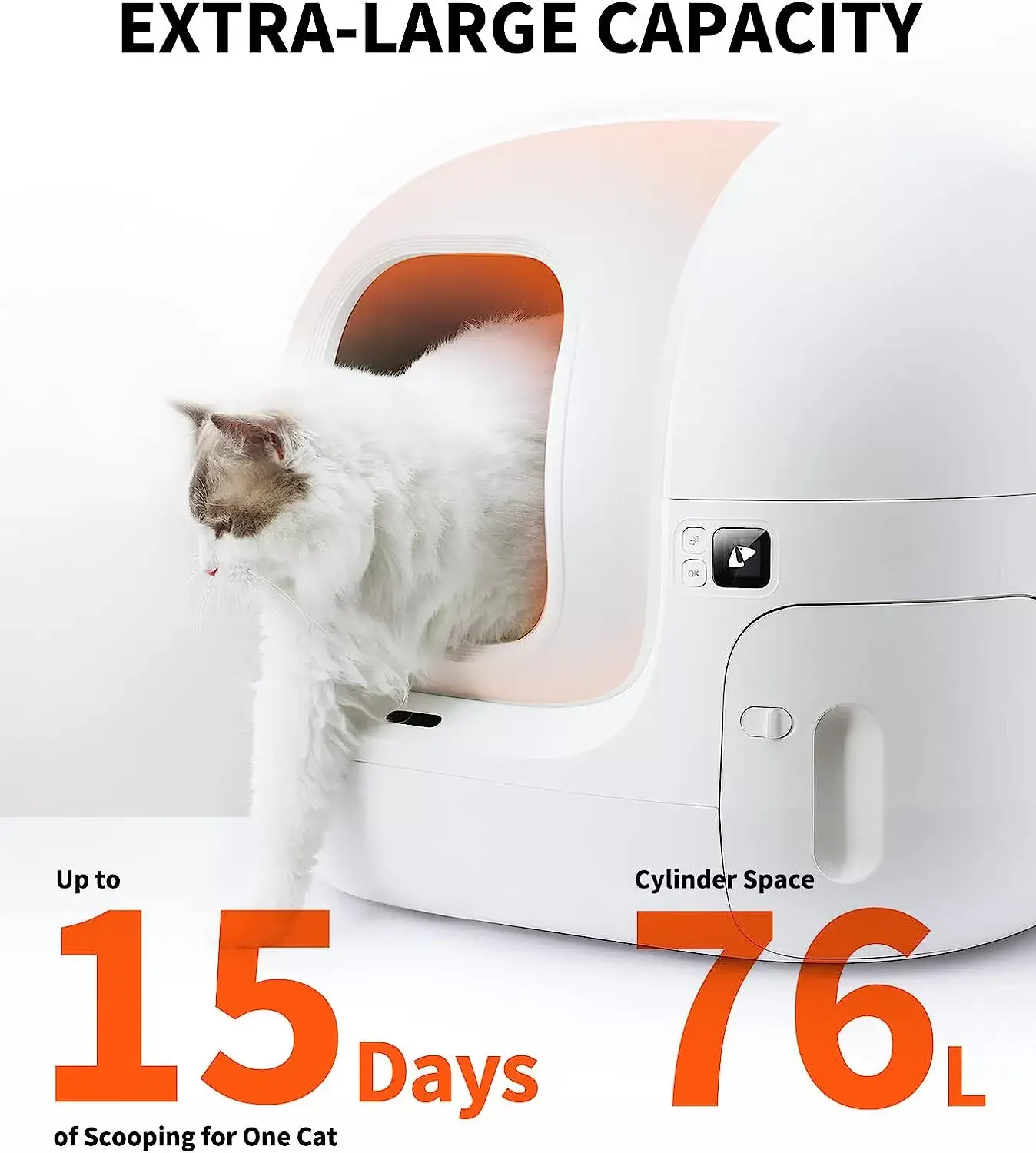 PETKIT Extra Large Self Cleaning Cat Litter Box for Multi Cats-76L, Automatic Cat Litter Box Strong Odor Eliminator, xSecure Integrated Safety Protection/APP Control Smart Cat Litter Box with Liner