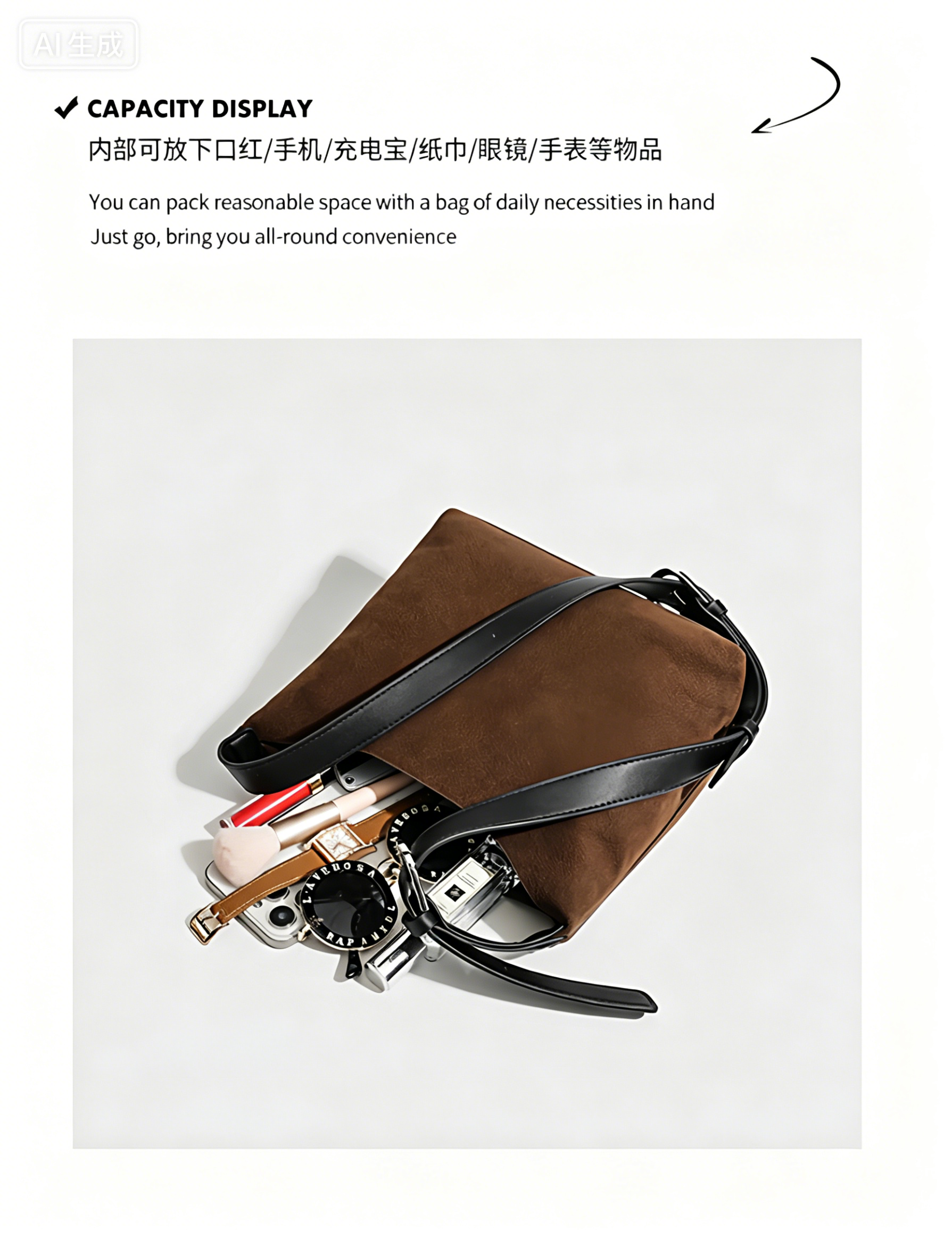 Fashionable women bag with cowhide leather