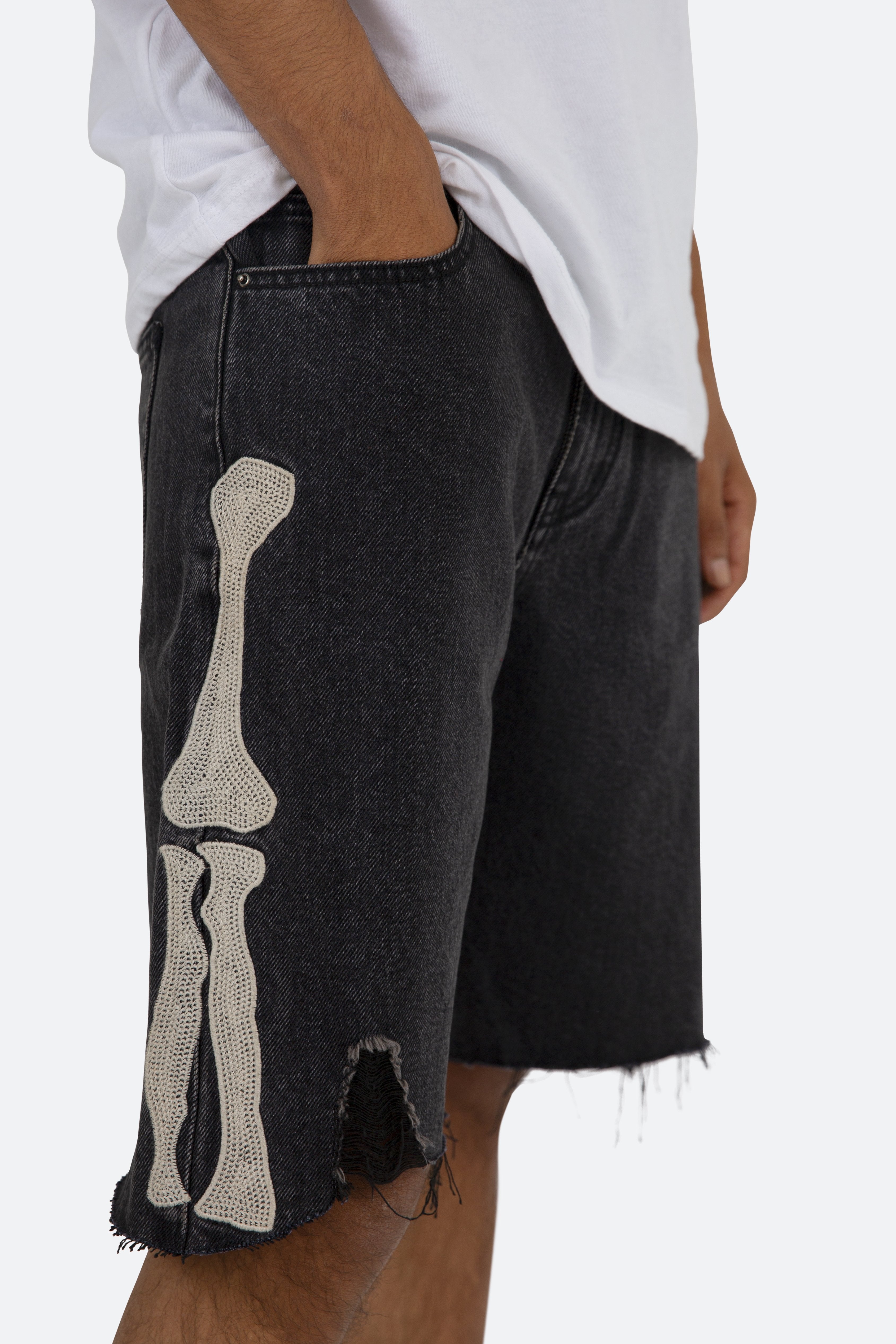 R195 Denim Shorts - Black