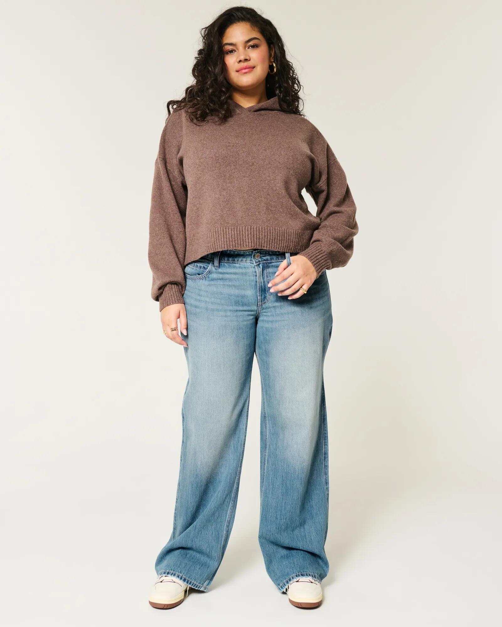 Low-Rise Dark Wash Baggy Jeans