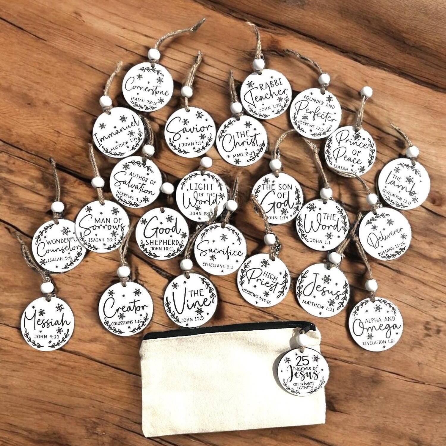 25 Names of Jesus Advent Christmas Ornament Set