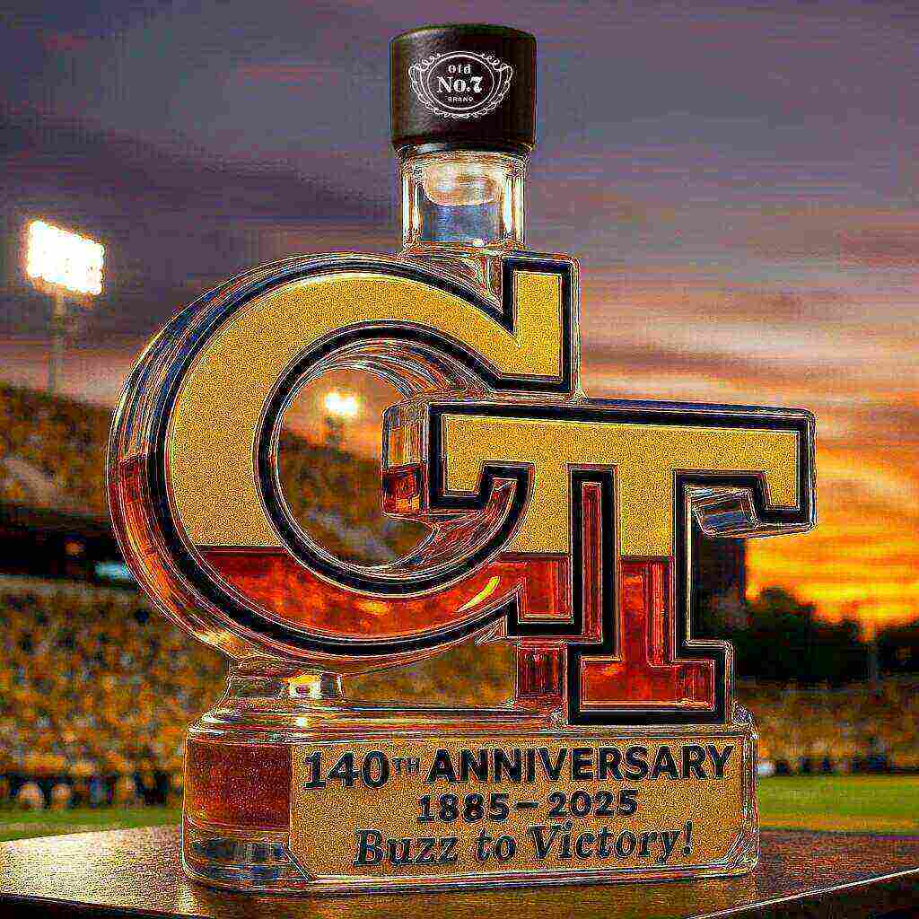 Georgia Tech Yellow Jackets 140th Anniversary Whiskey Bottle