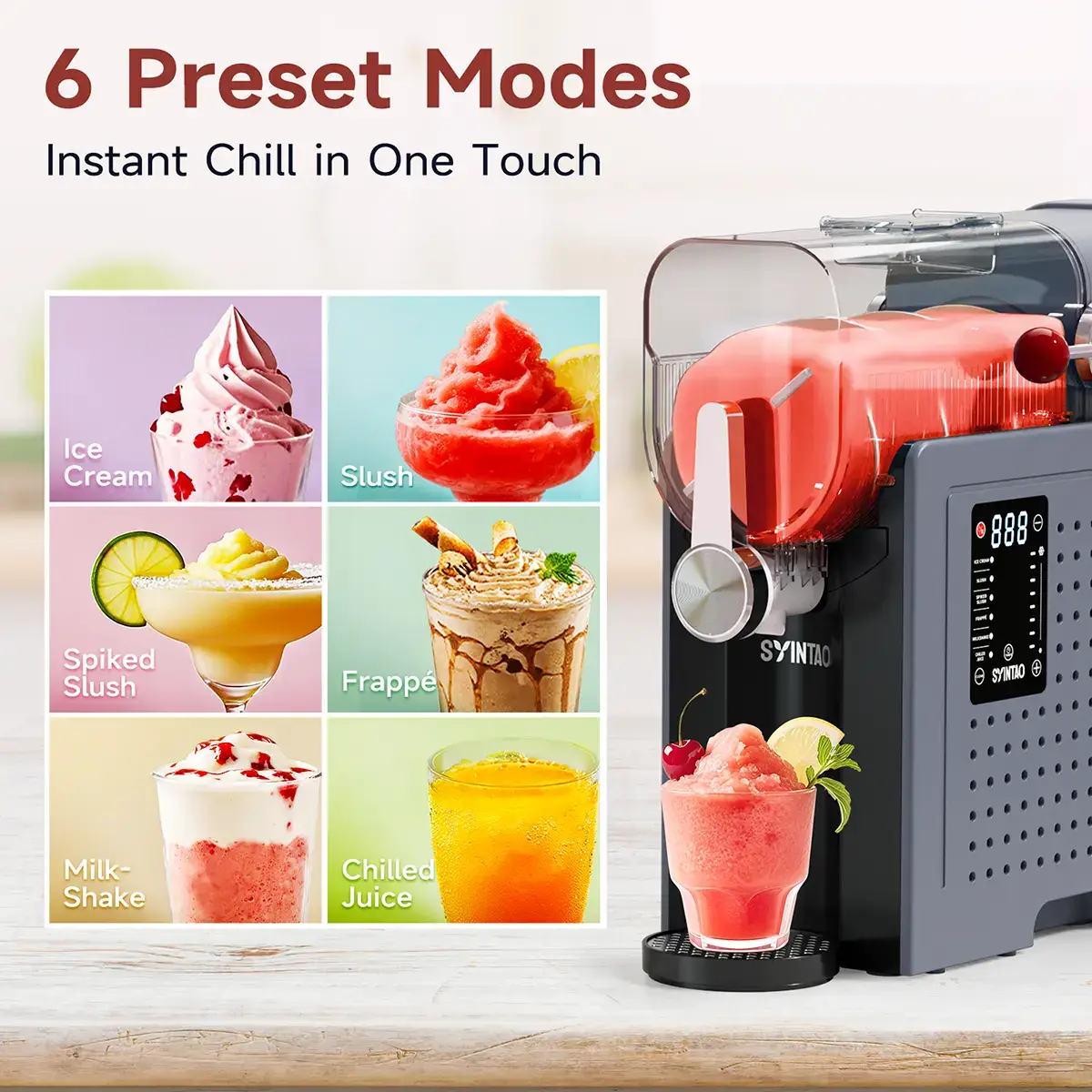 Always Ready! 6-in-1 Easy Clean ice cream maker (No Ice Required) | Multifunctional Portable Blender for Perfect Frozen Drinks & Shakes & ice cream & Margaritas Ice Crusher Machine