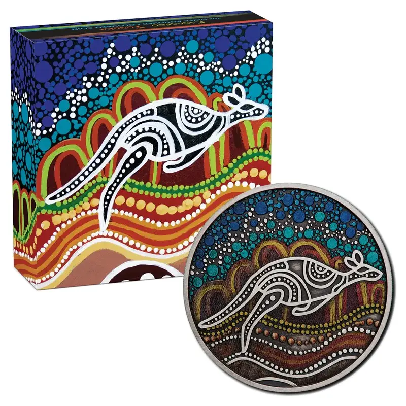 2023 Australia 2 oz Silver Colorized Kangaroo Yongka (Antiqued) - SKU#279333