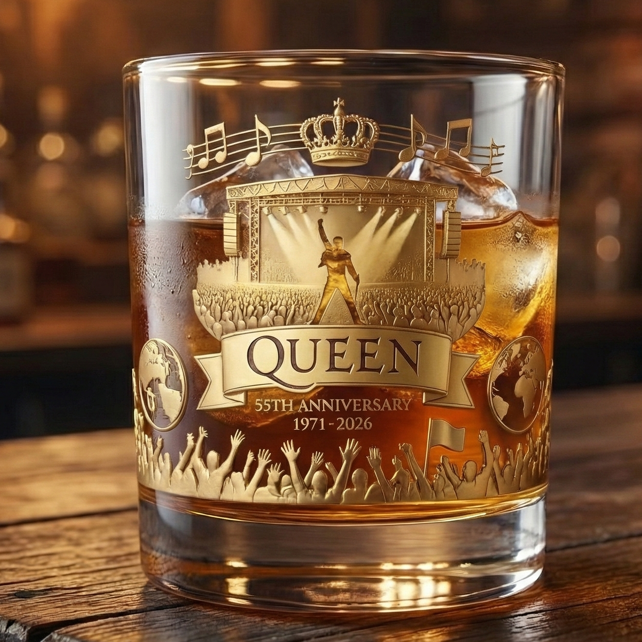 Queen 55th Anniversary Commemorative Whiskey Glass