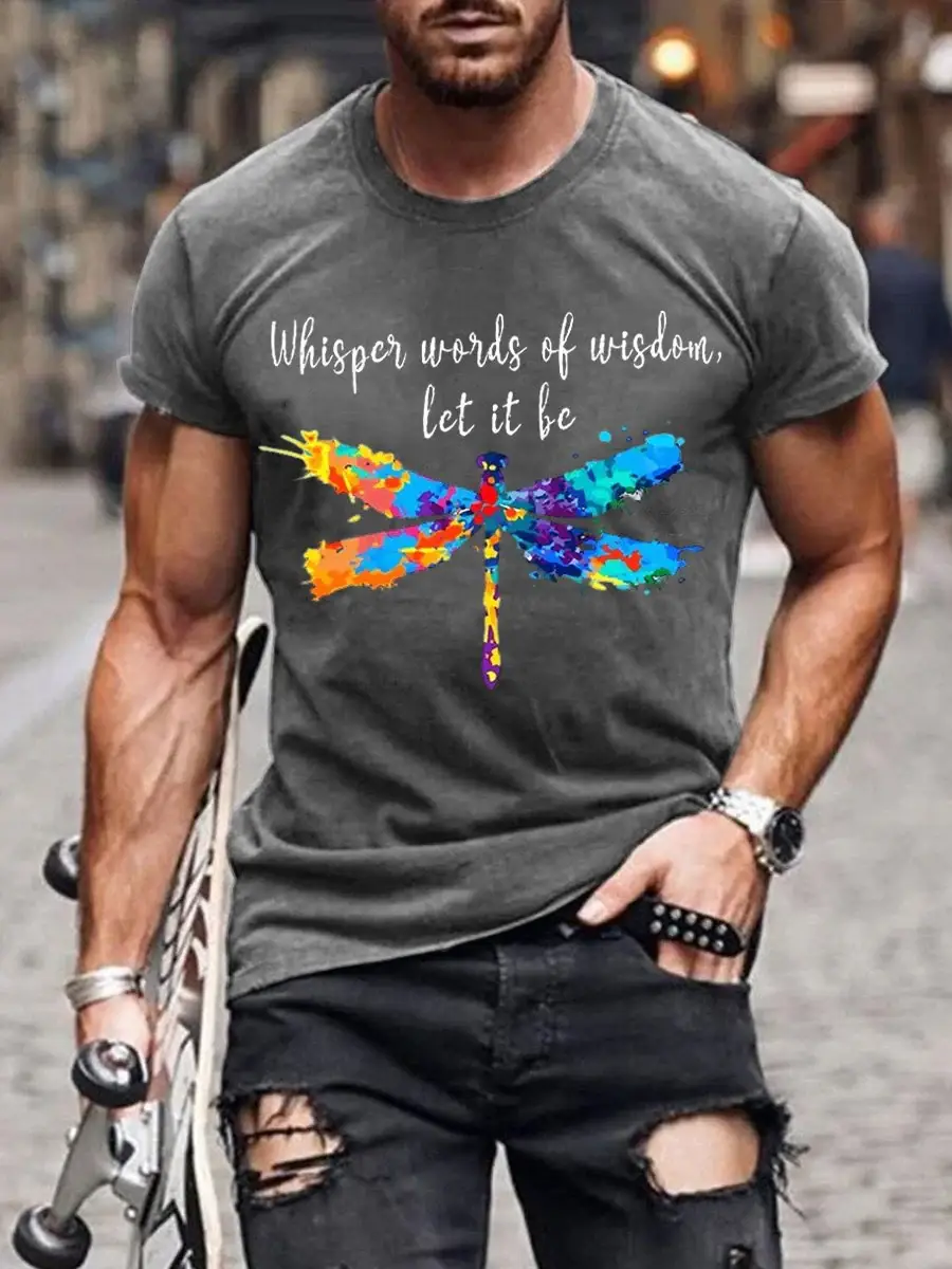 Men's Whisper Words Of Wisdom Let It Be Art Pattern Print Casual T-Shirt
