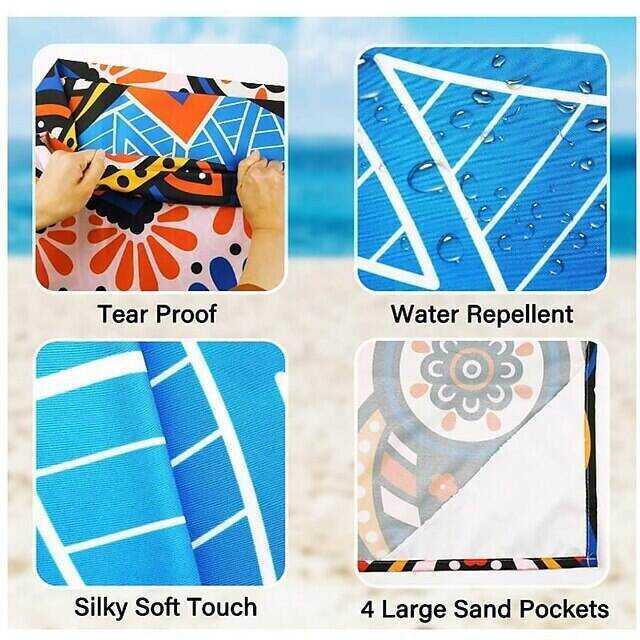 1pc Waterproof Plaid Polyester Picnic Blanket, Pocket Picnic Mat for Beach Summer