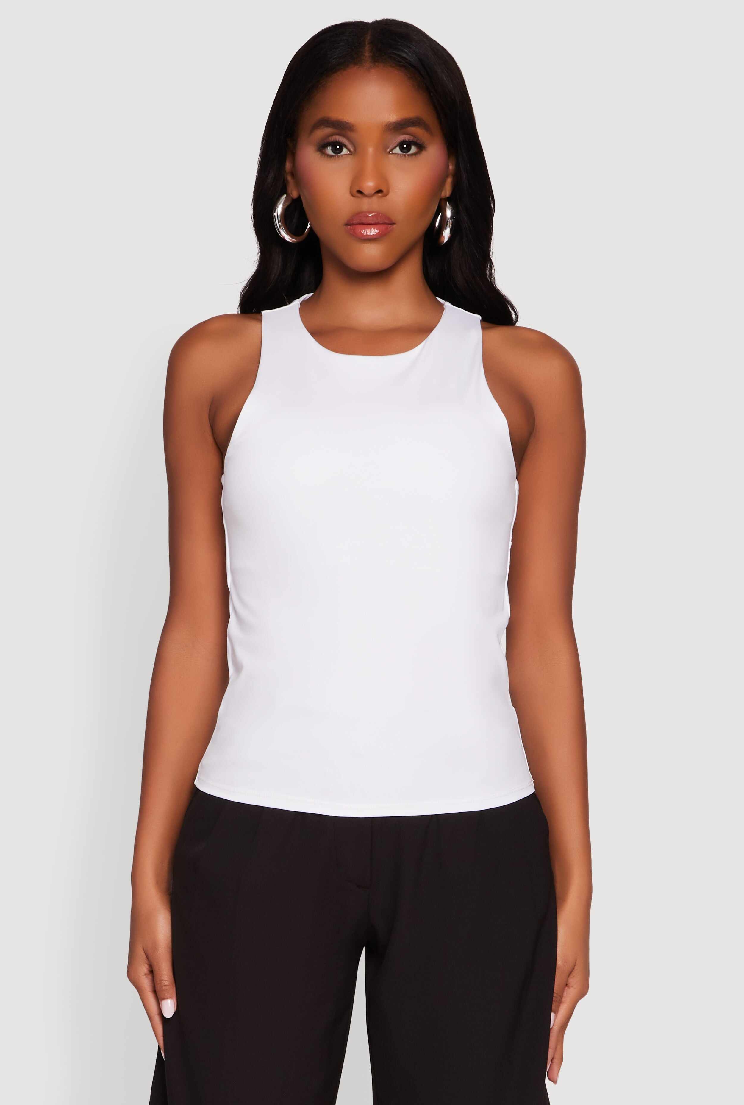 High Neck Shelf Bra Racerback Tank Top