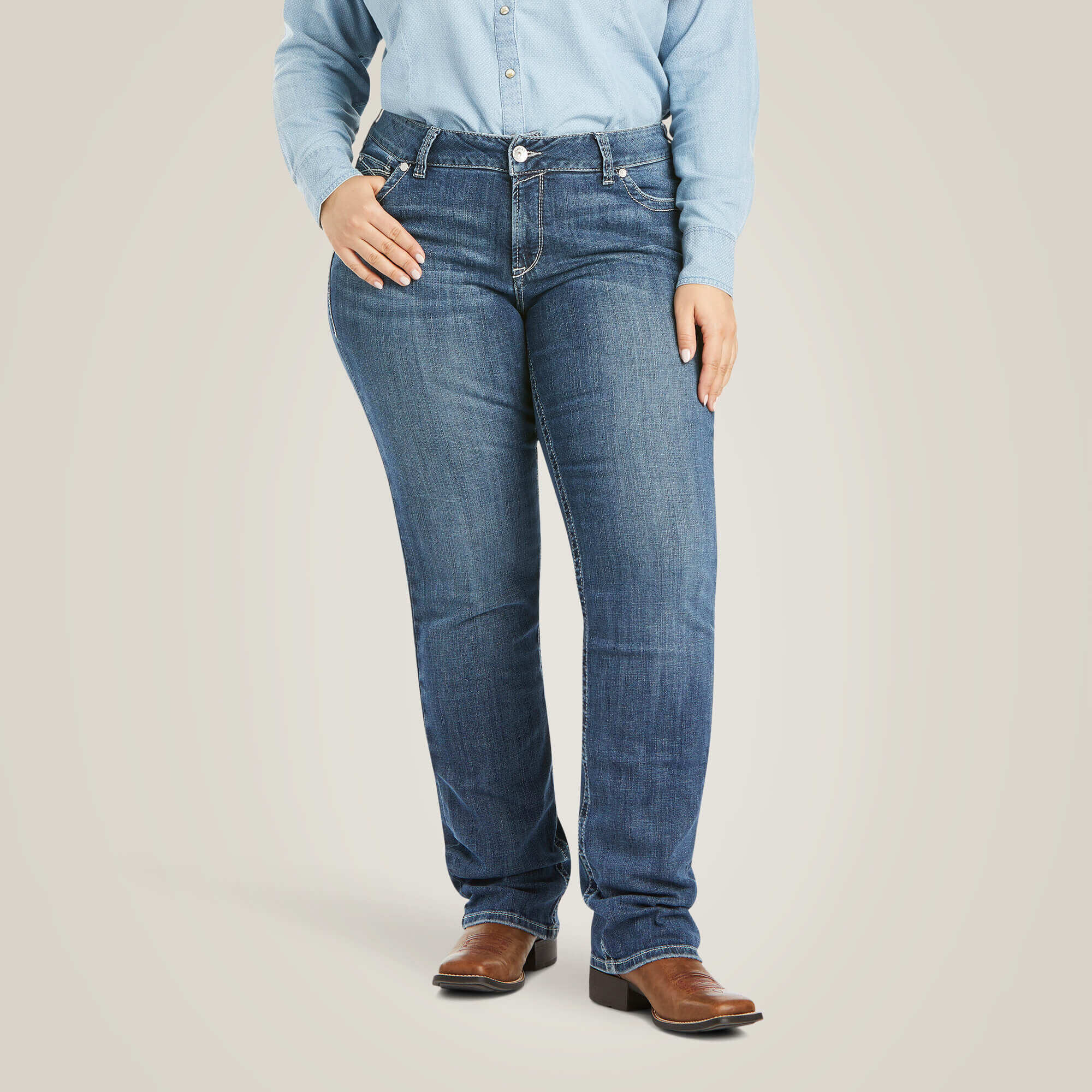 R.E.A.L. Mid Rise Arrow Gianna Straight Jean