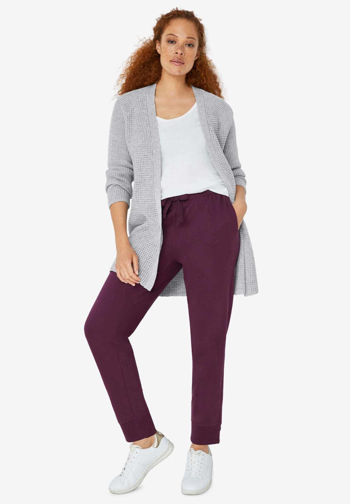 Open Front Waffle Cardigan