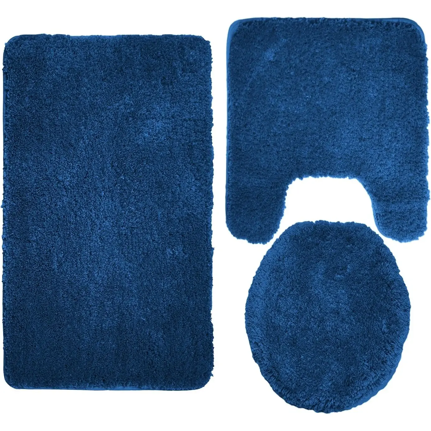 Queen Mary 3 Piece Bathroom Rug Set, Luxury Soft Plush Bath Mat, Contour Rug, Lid Cover, Non-Slip