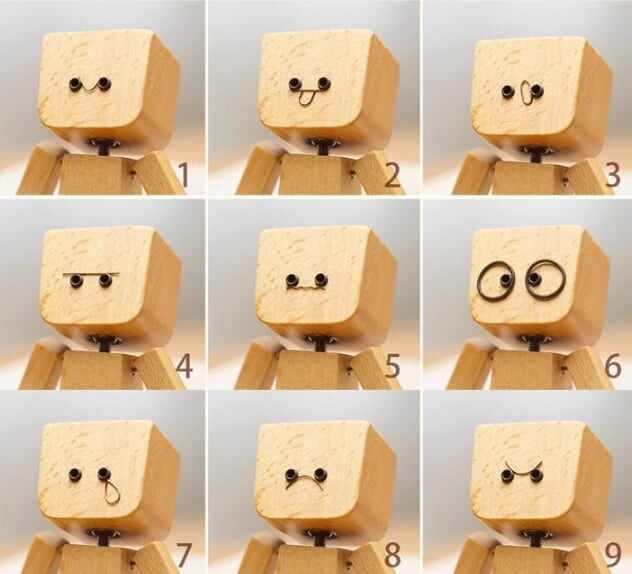 Charming Little Wooden Figure That Sways with 12PCS Magnetic Expressions