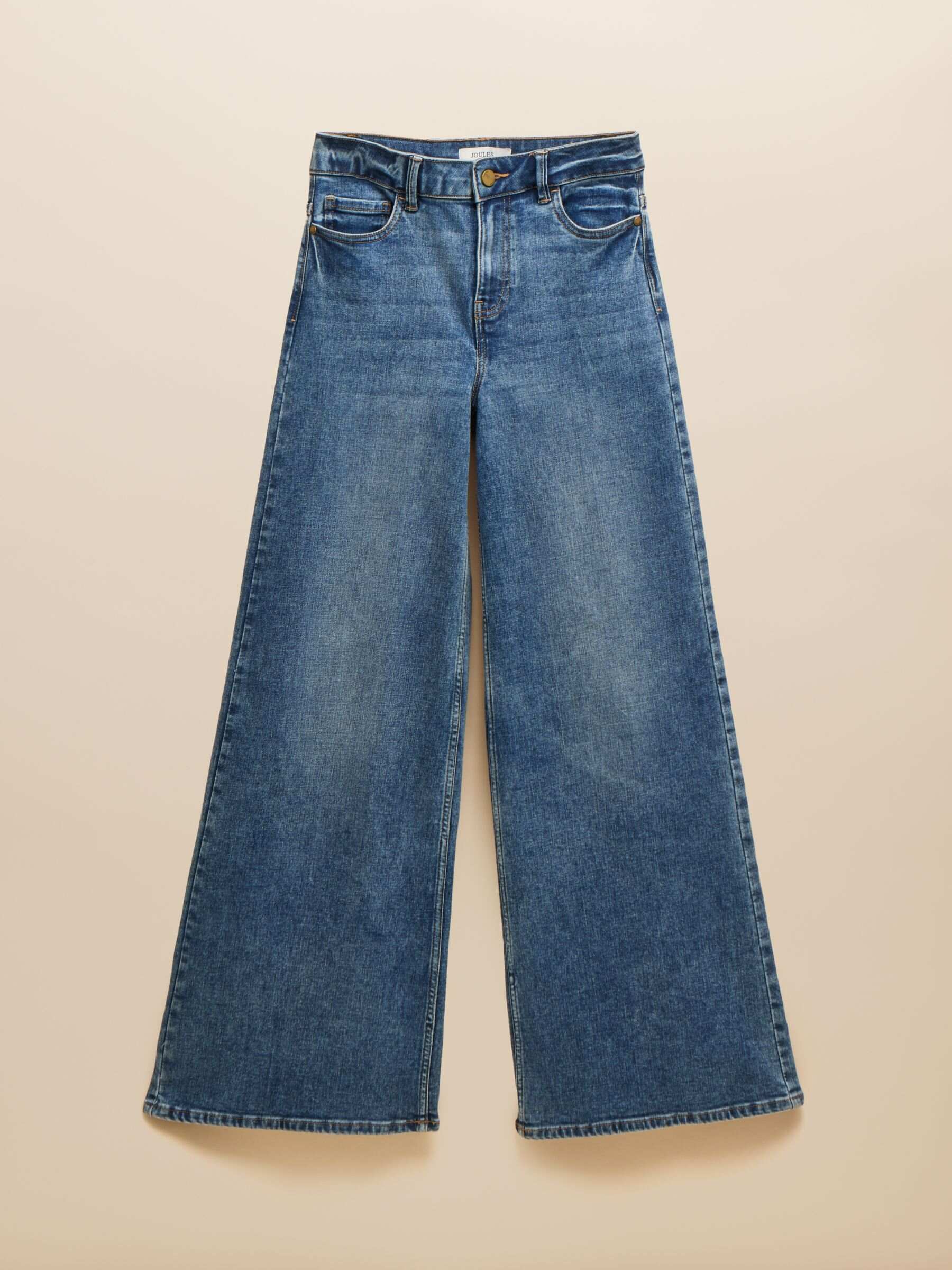 Mid Wash Blue Mid-Rise Wide Leg Palazzo Jeans