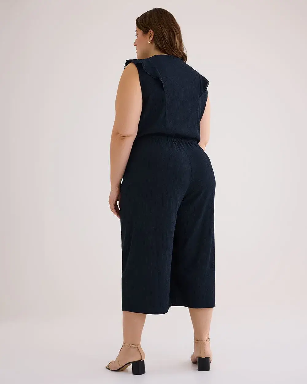 Knit Cropped Leg Jumpsuit with Flutter Sleeves