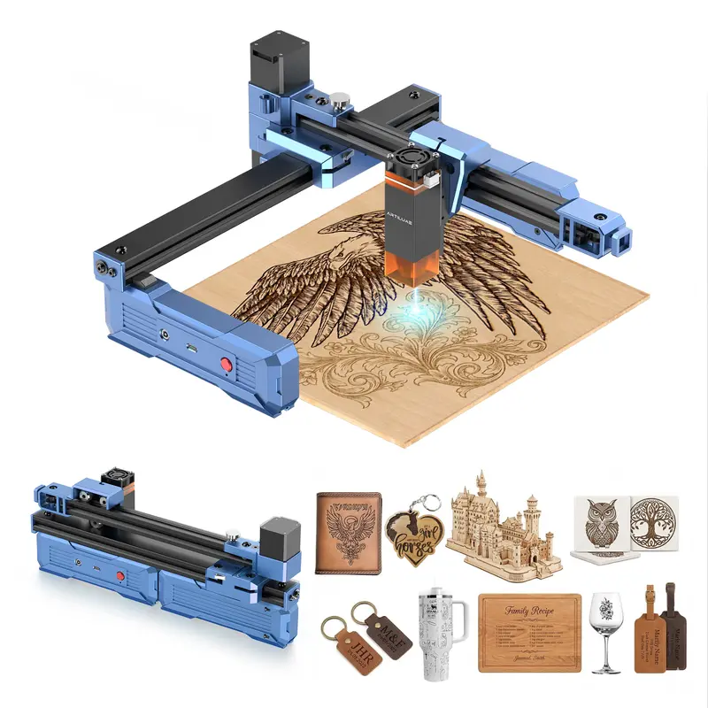 Foldable Portable Laser Engraver, No Assembly, 0.01mm Accuracy, 10000mm/min, for DIY & Small Business