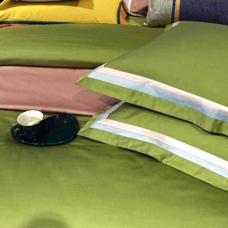 Jadyn Contrasting Double Stripe Border Egyptian Cotton Duvet Cover Set
