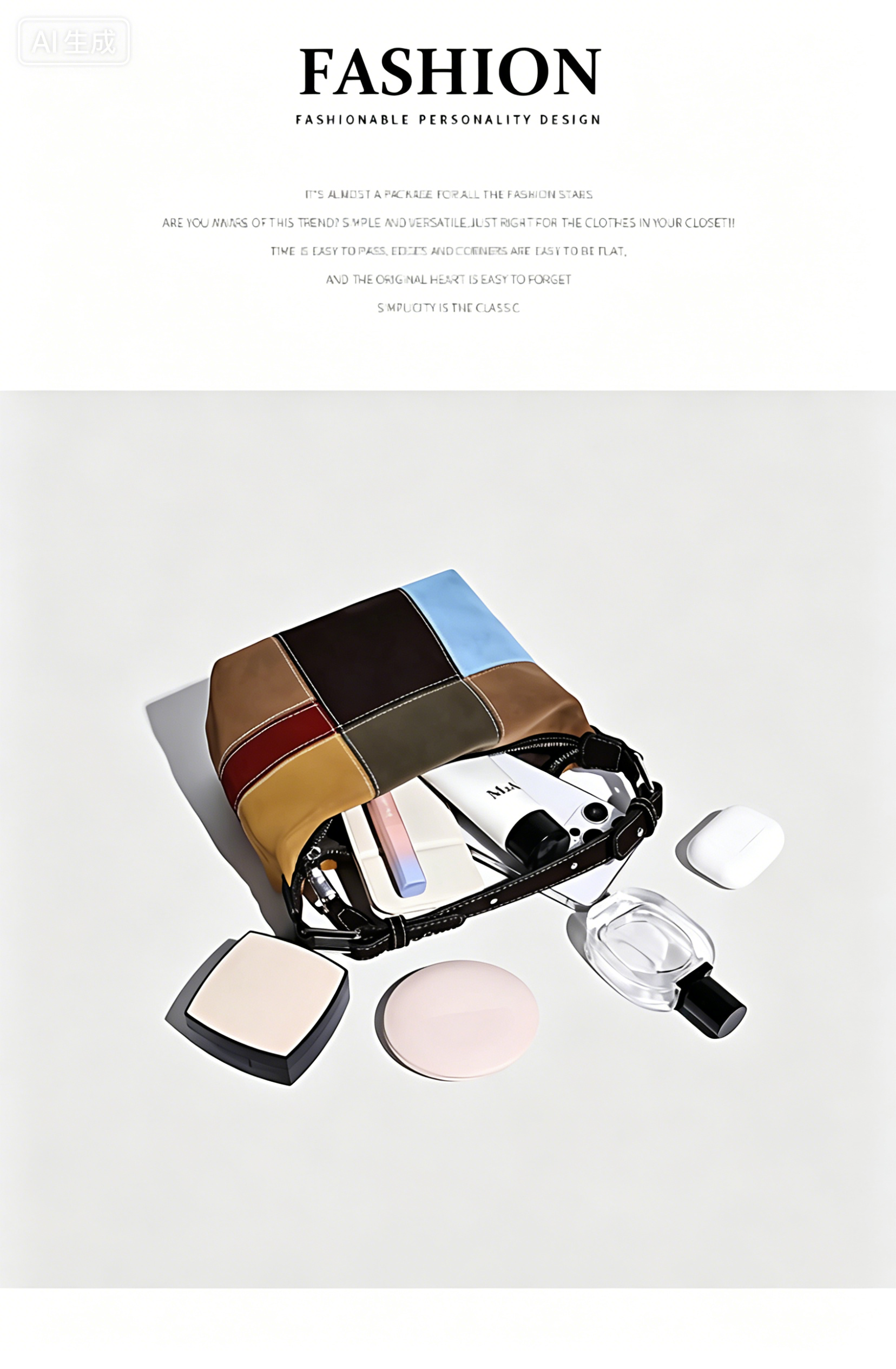 Fashionable women handbag with cowhide leather