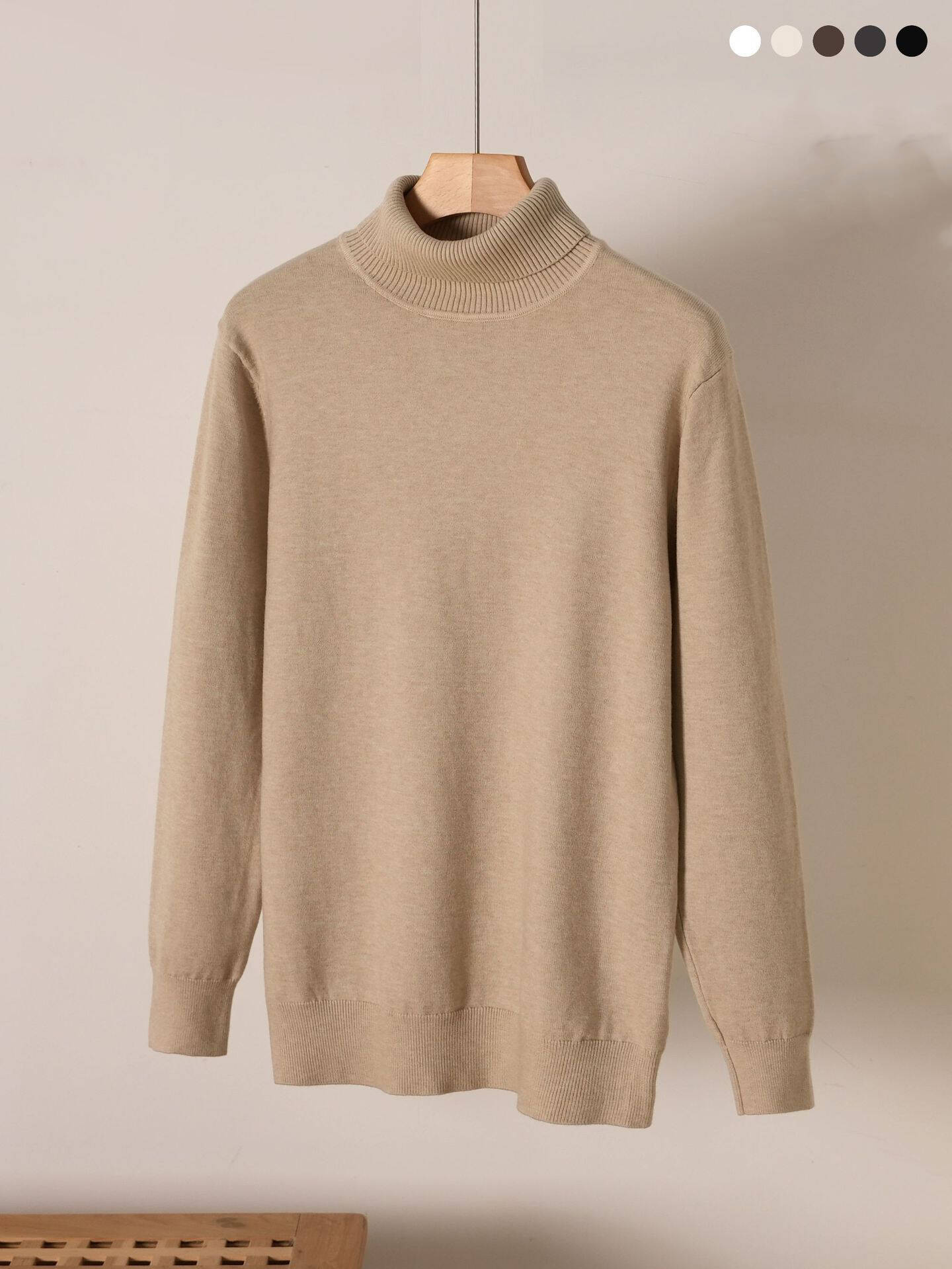 2026 Autumn/Winter New Men's High-neck Sweater Knitted Shirt Men's Underwear Base Shirt Casual Solid Color Pullover Sweater