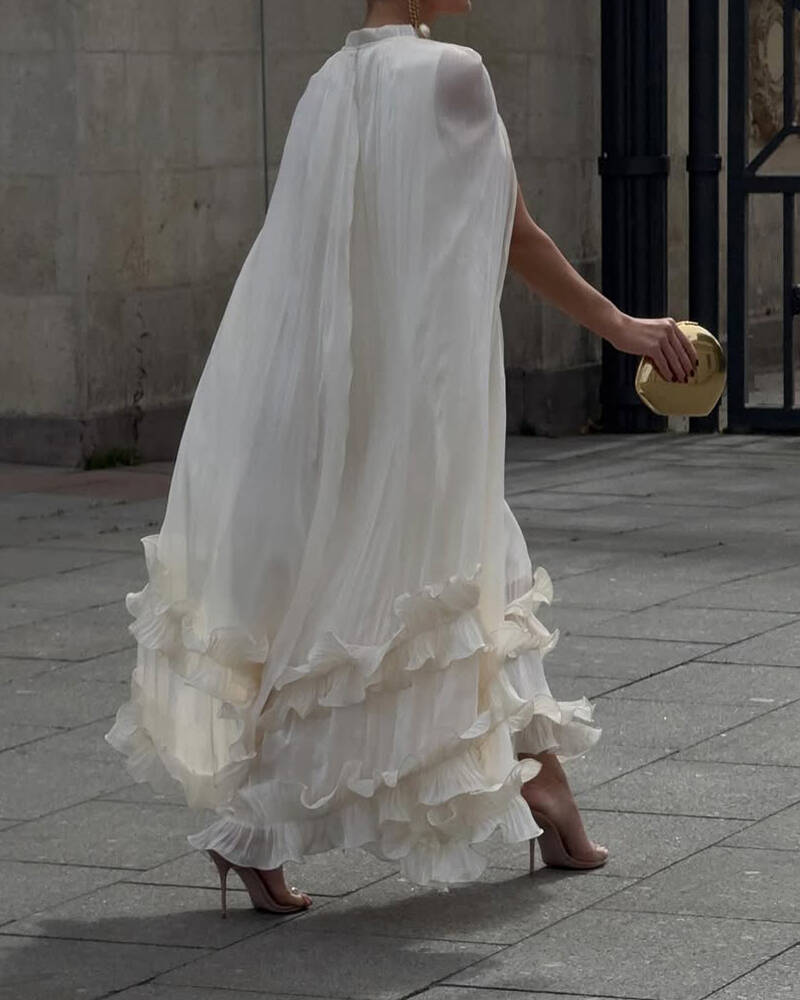 Round Neck Ruffled Fashionable Dress