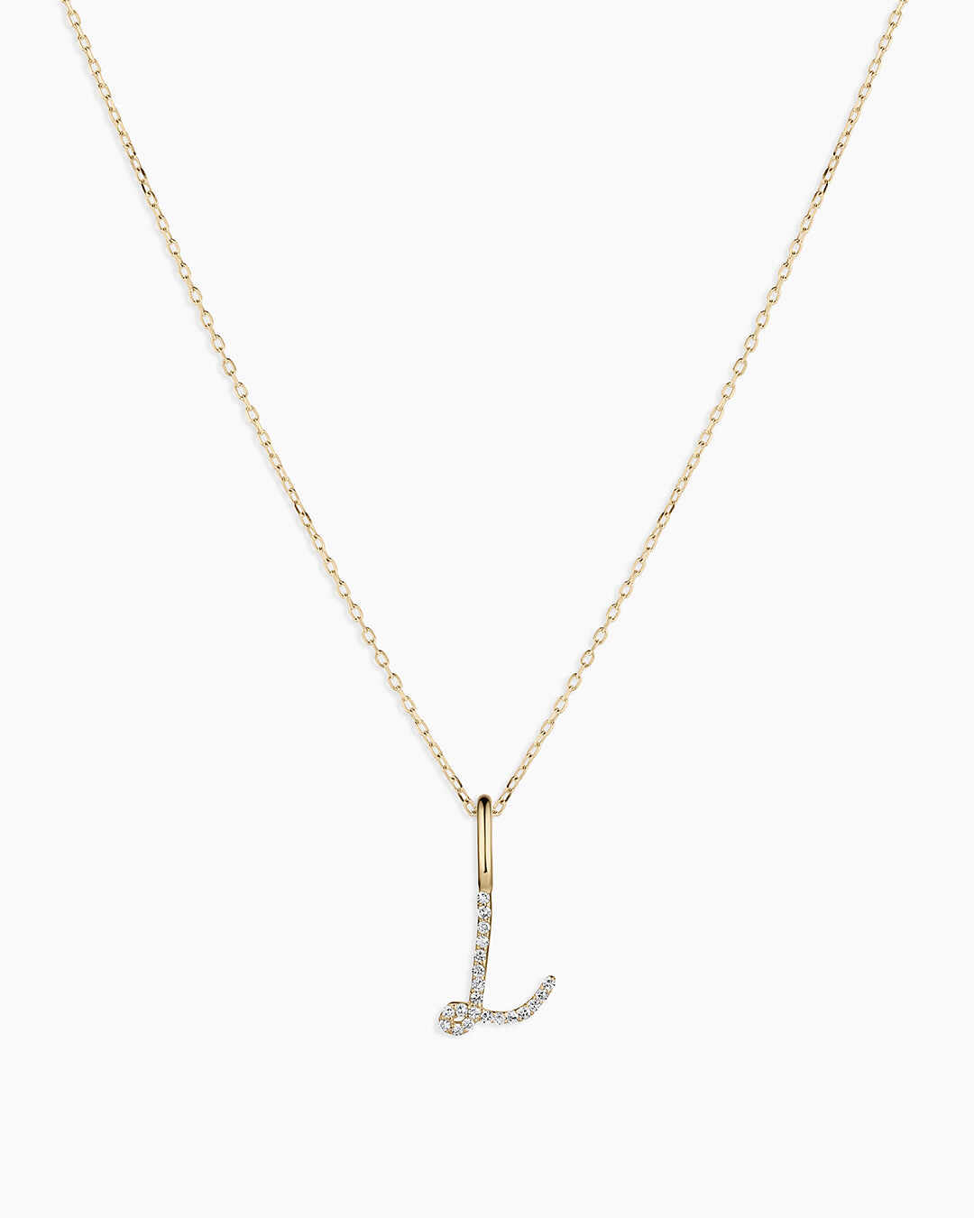 Diamond Script Alphabet Charm Necklace