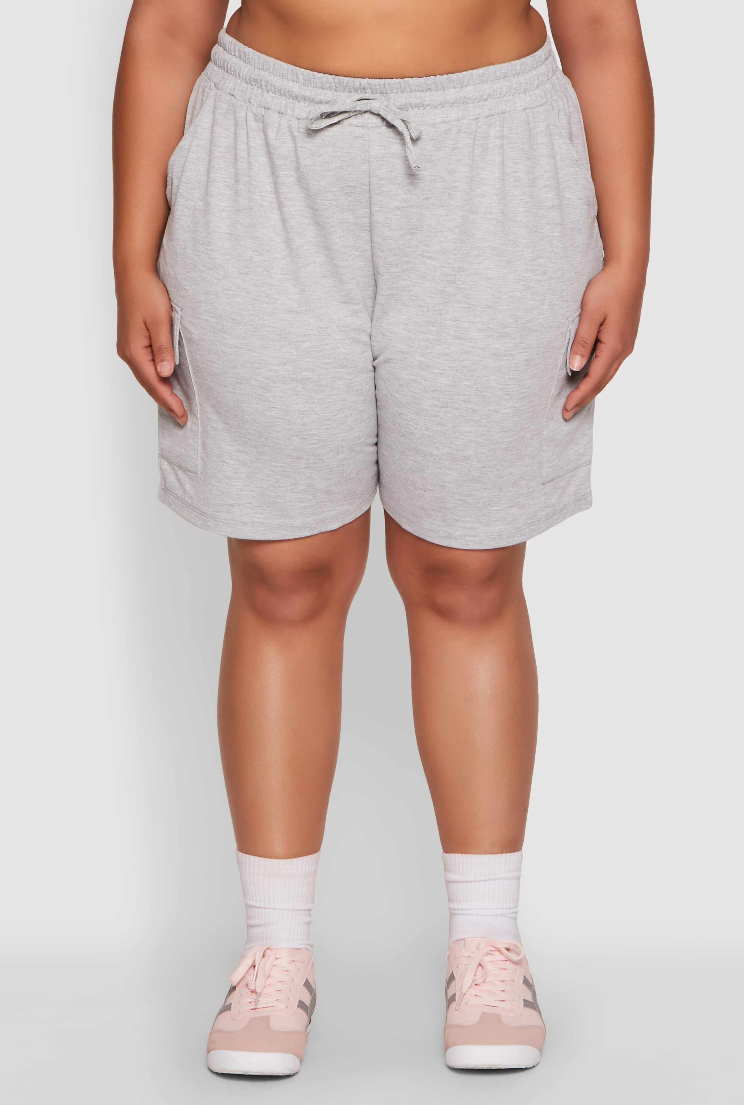 Plus Size Drawstring Cargo Pocket Sweatshorts