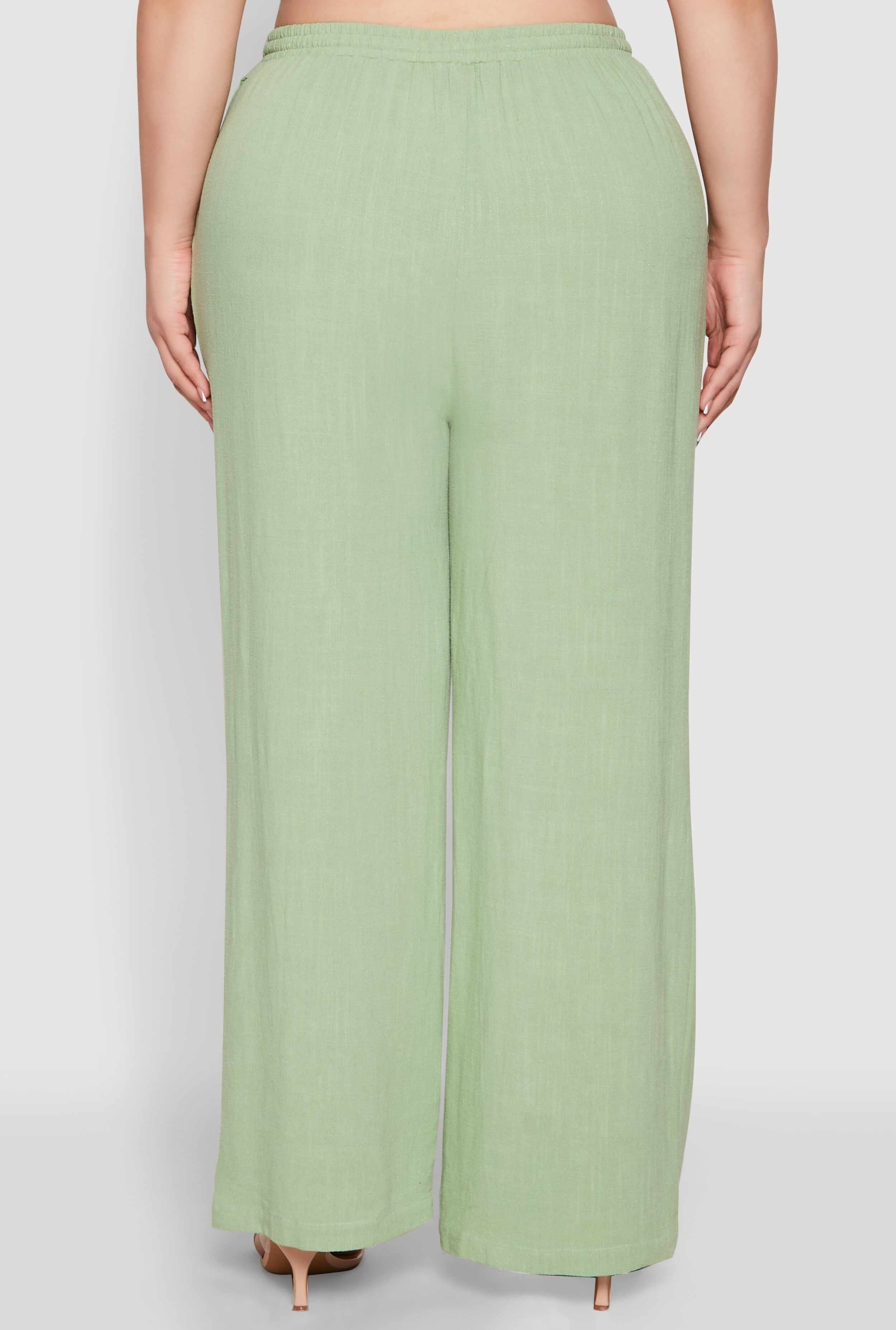 Plus Size Linen High Waisted Pants