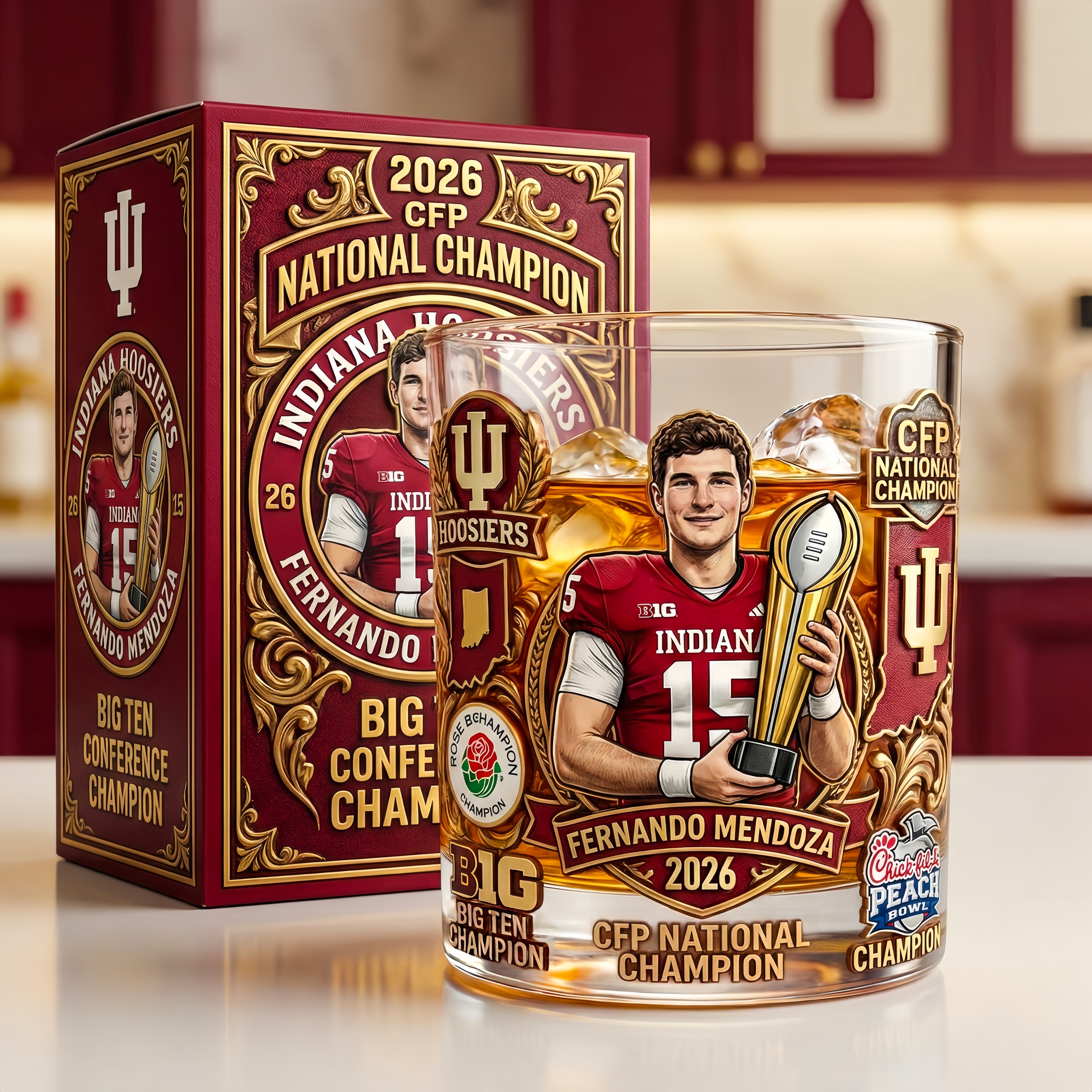 Indiana Hoosiers 2026 National Champions Commemorative Whiskey Glass