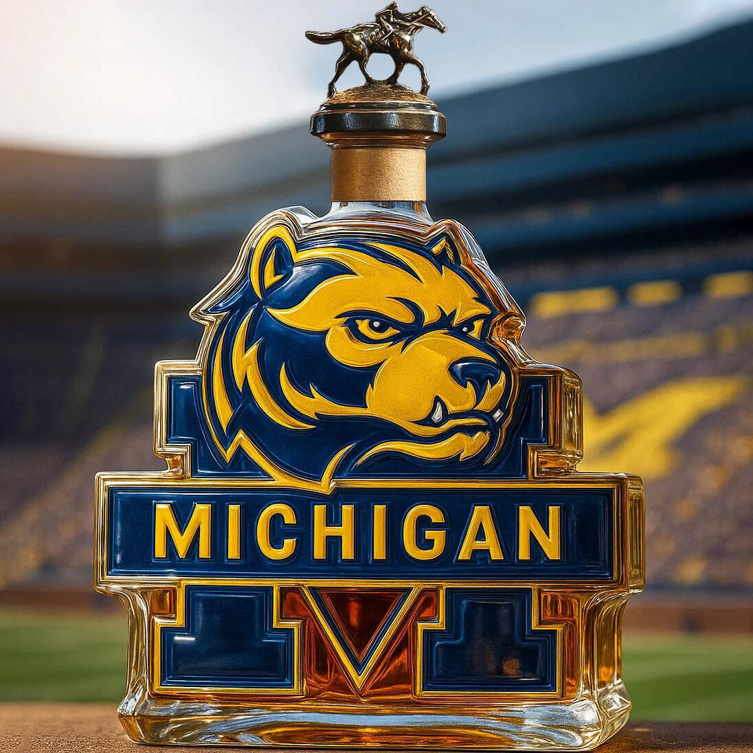 University of Michigan Wolverines Whisky Bottle