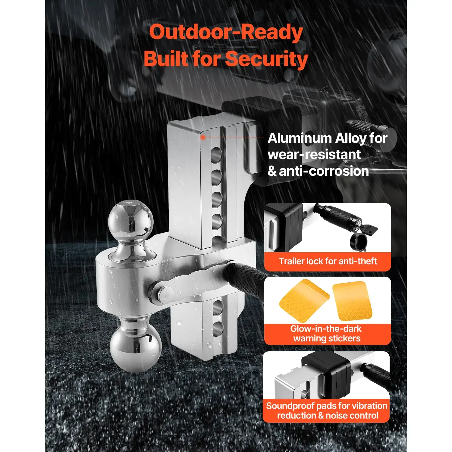 Adjustable Trailer Hitch,  8-Inch Drop Hitch, Tri-Ball Mount for 2.5-Inch Hitch Receiver, Trailer Ball Size 1-7/8