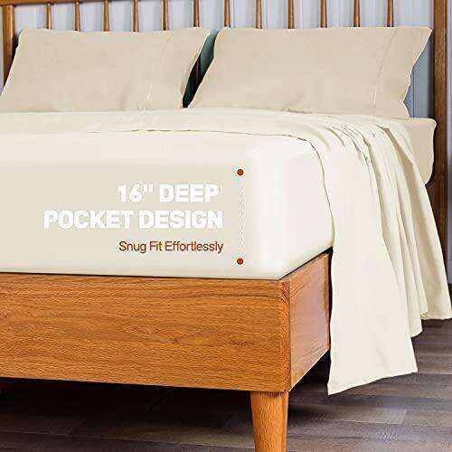 6 PC Hotel Premium Extra Soft 1800-Thread Deep Pockets, Hypoallergenic, Wrinkle & Fade & Stain Resistant Cooling Bedding Sheets King Size